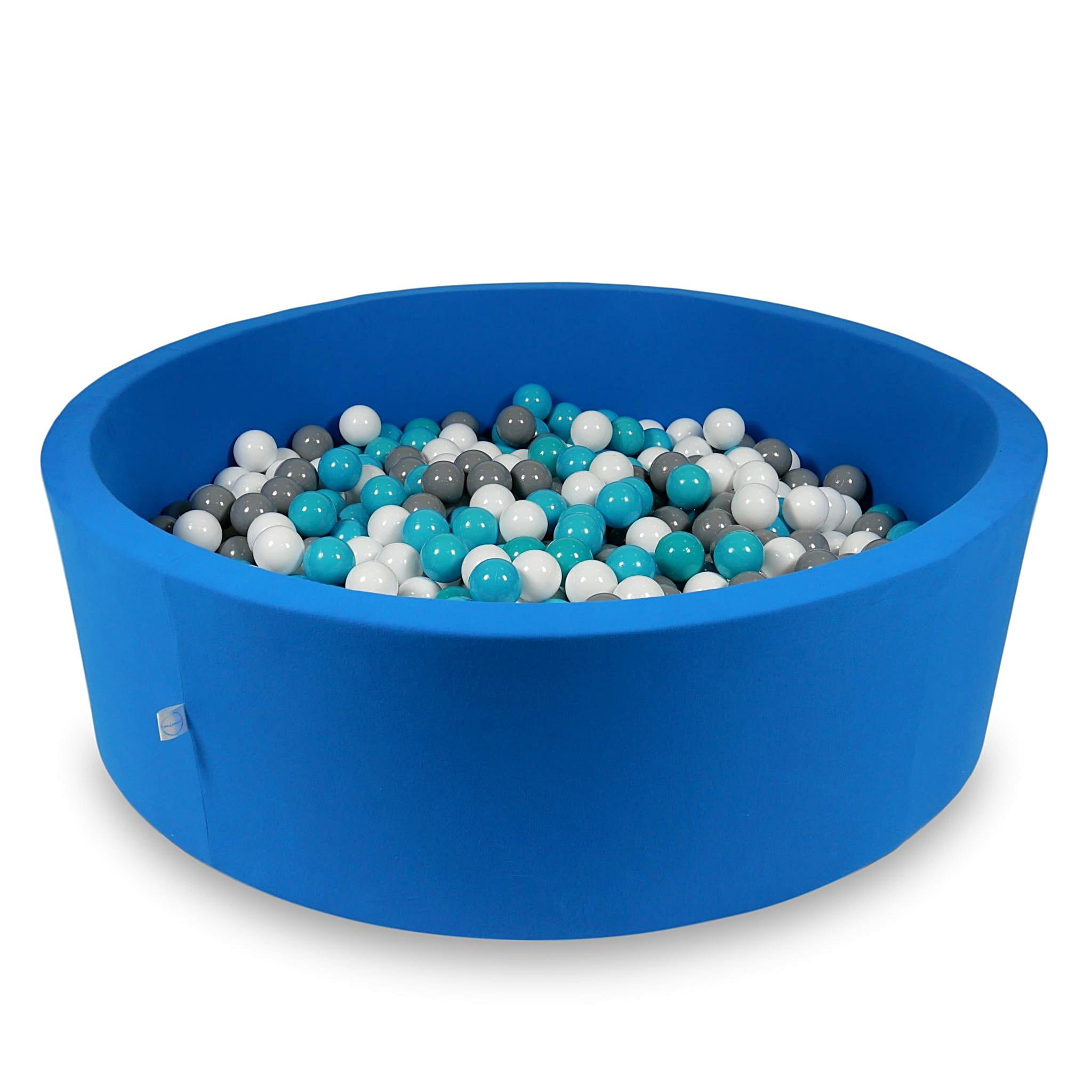 Ball Pit 130x40cm azure with balls 700pcs: white, gray, turquoise Bubblepools.eu