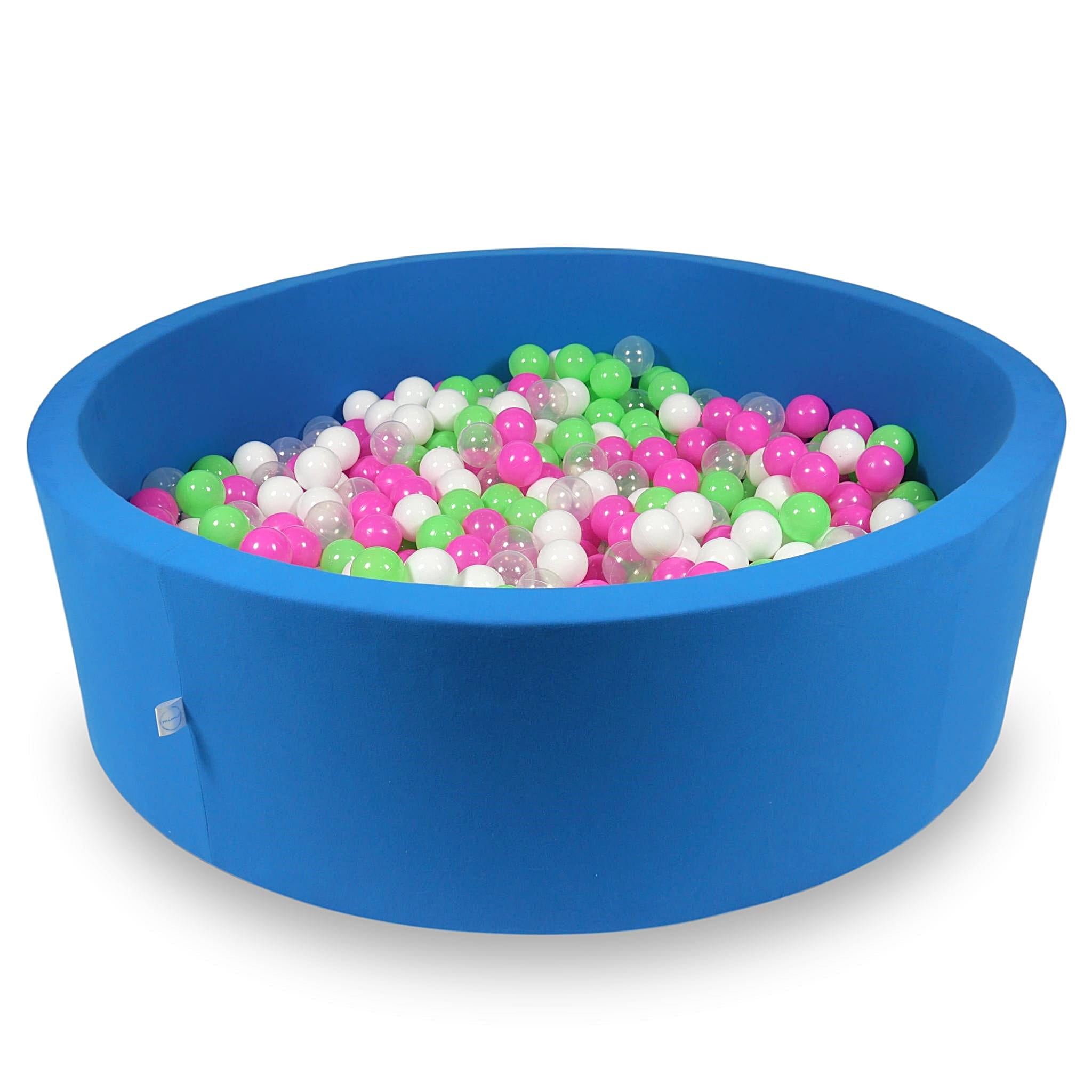 Ball Pit 130x40cm azure with balls 700pcs: celadon, pink, white, transparent Bubblepools.eu