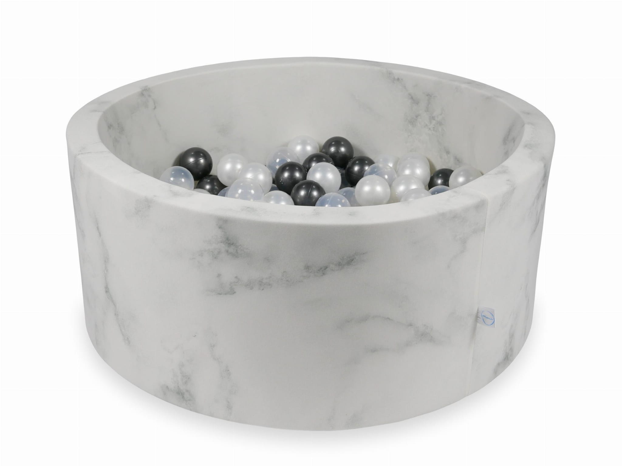 Ball Pit 90×40 marble with balls 300pcs : metallic graphite, pearl, transparent Bubblepools.eu