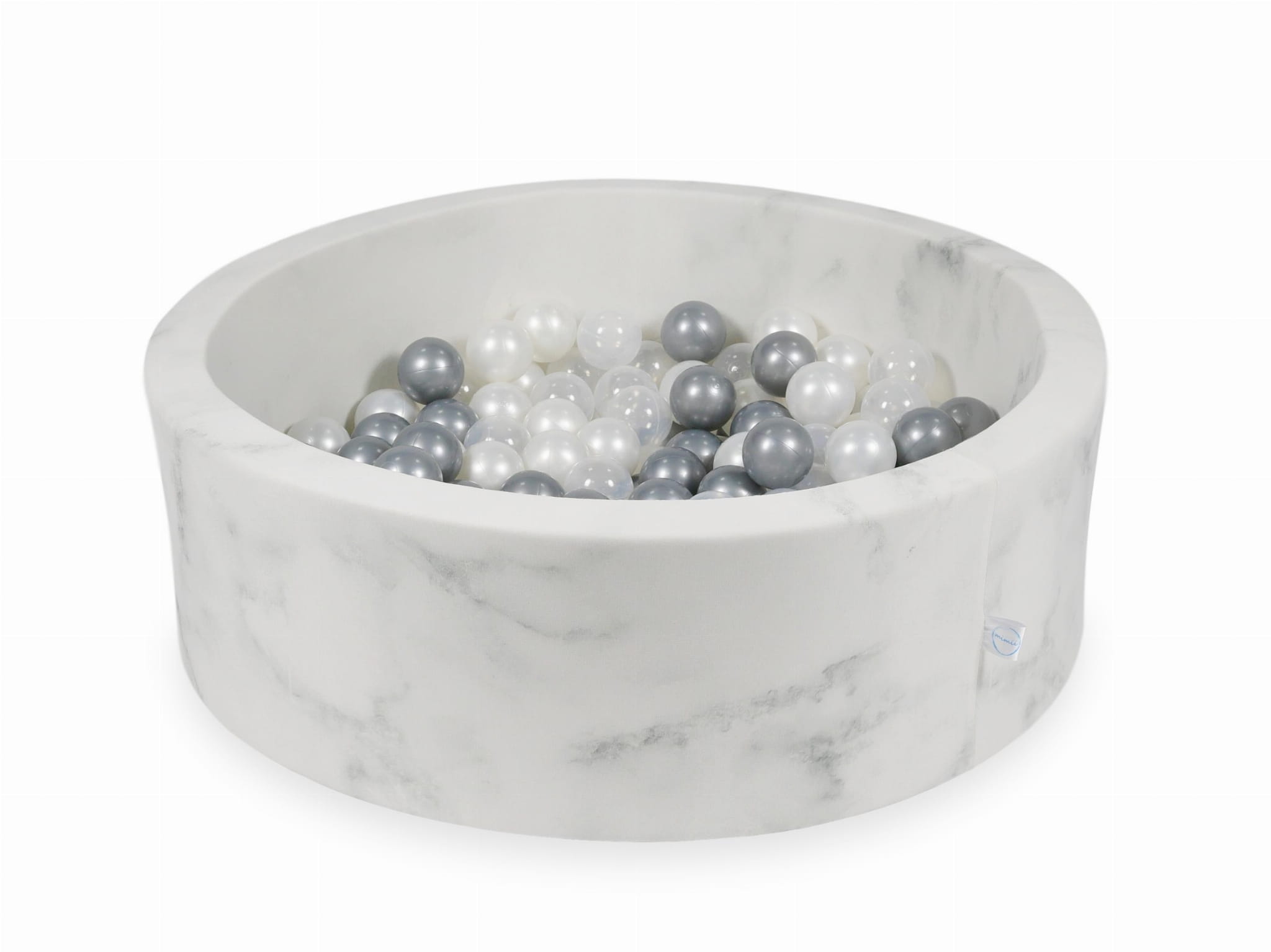 Ball Pit 90×30 marble with balls 200pcs: pearl, transparent, silver Bubblepools.eu