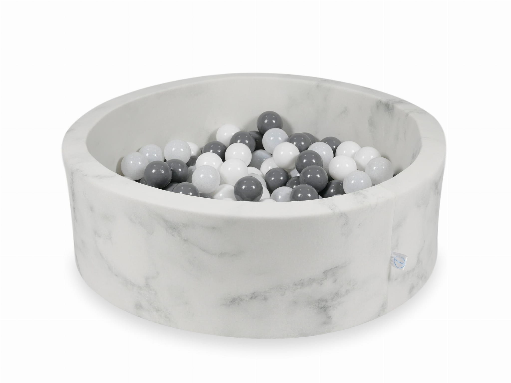 Ball Pit 90×30 marble with balls 200pcs: white, gray, wooly white Bubblepools.eu