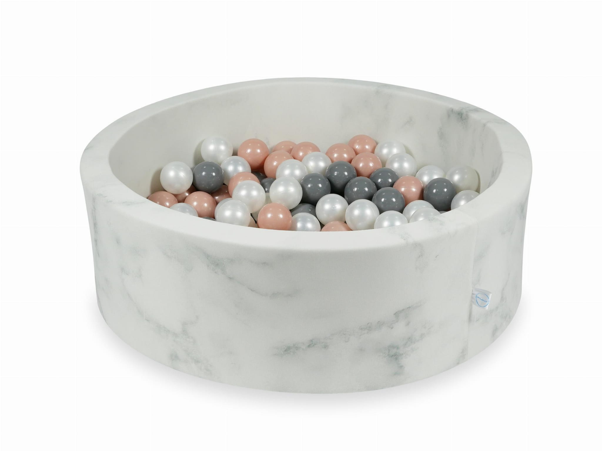 Ball Pit 90×30 marble with balls 200pcs: rosegold, gray, pearl Bubblepools.eu