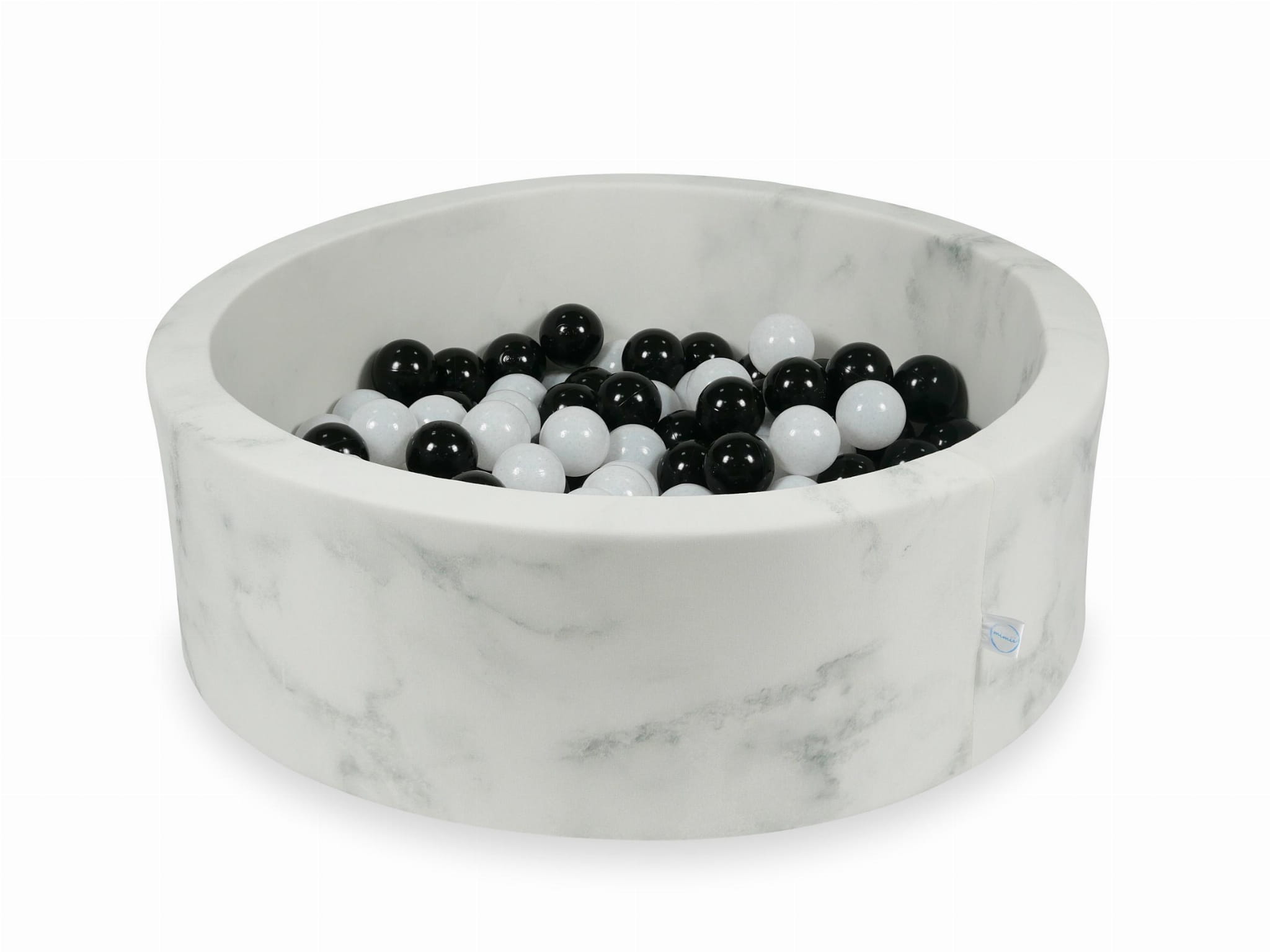 Ball Pit 90×30 marble with balls 200pcs: black, wooly white Bubblepools.eu
