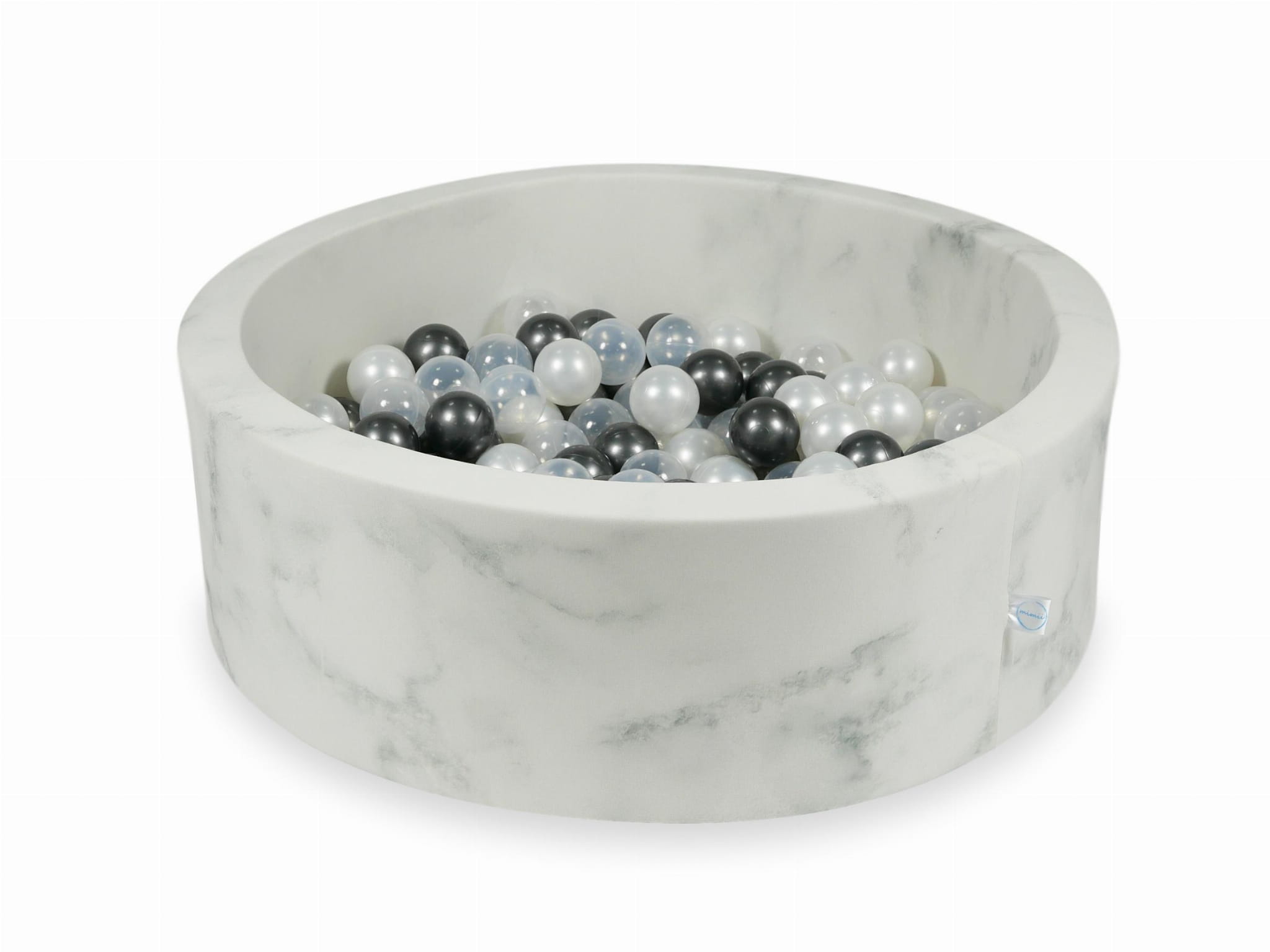 Ball Pit 90×30 marble with balls 200pcs : metallic graphite, pearl, transparent Bubblepools.eu