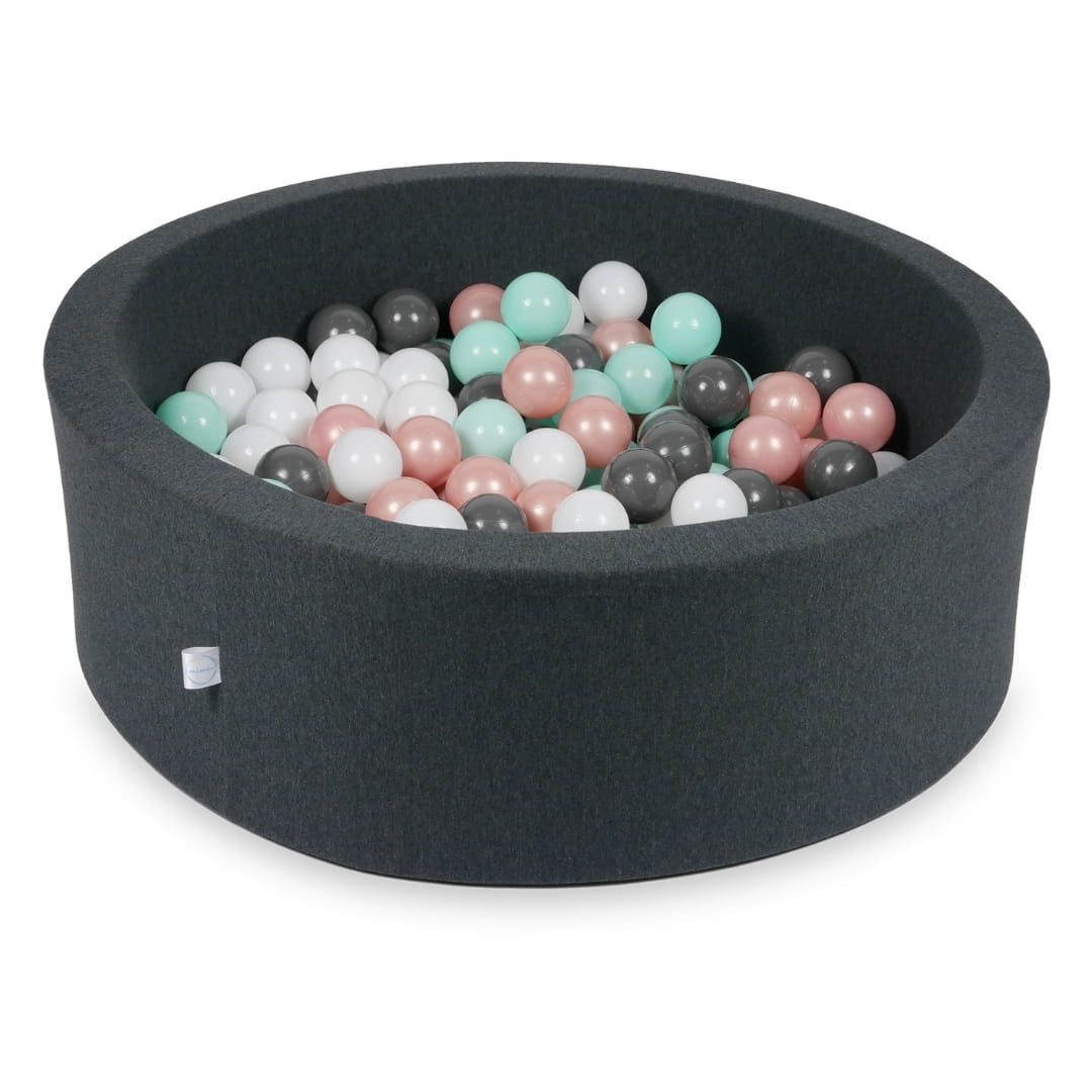 Ball Pit 90x30cm graphite with balls 200pcs: white, rosegold, light mint, graphite Bubblepools.eu