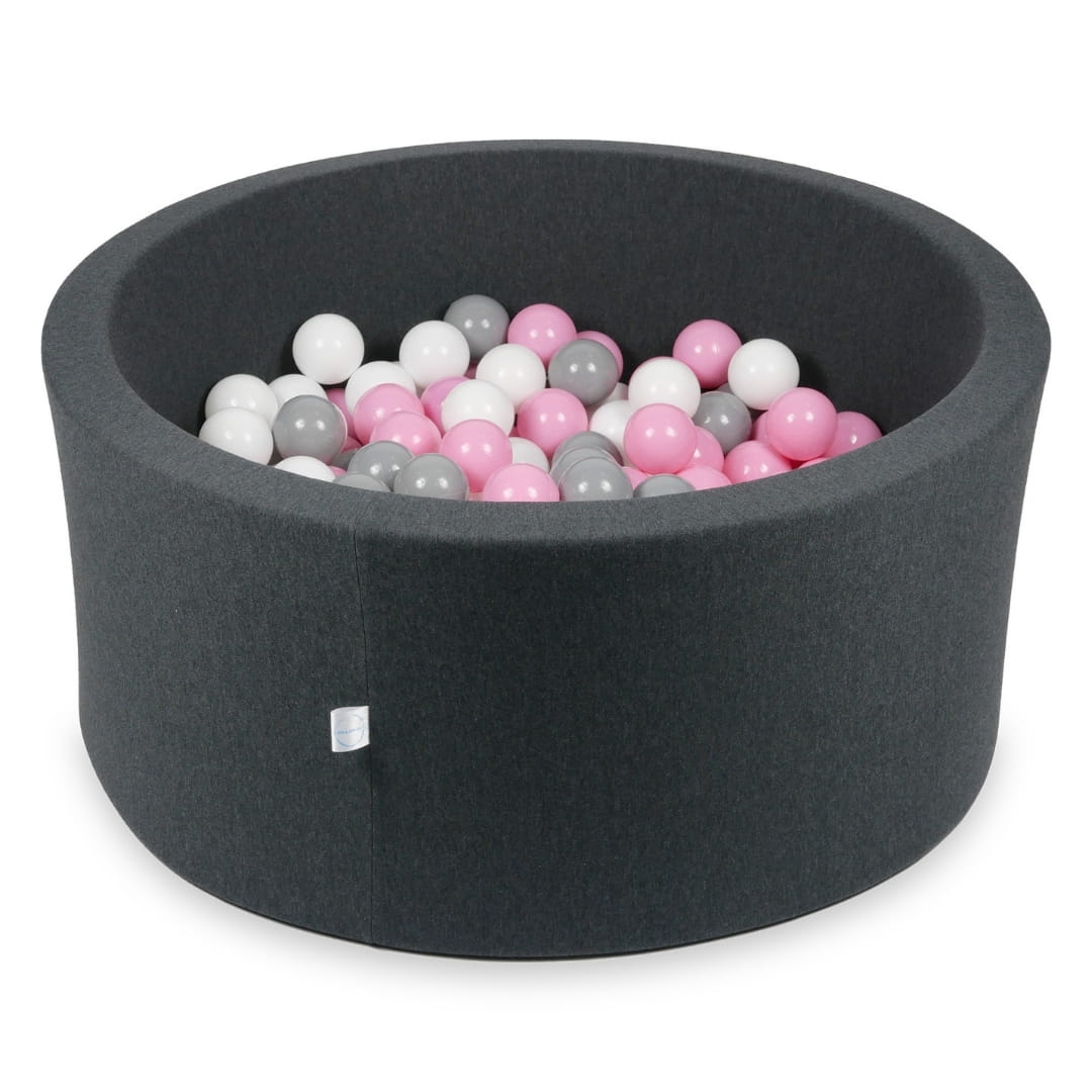 Ball Pit 90x40cm graphite with balls 300pcs: powder pink, gray, white Bubblepools.eu