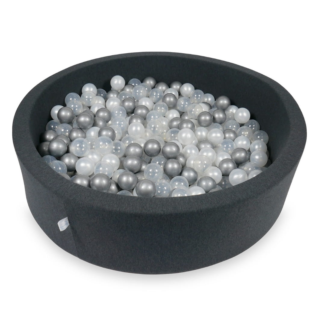 Ball Pit 110x30cm graphite with balls 400pcs: pearl, silver, transparent Bubblepools.eu