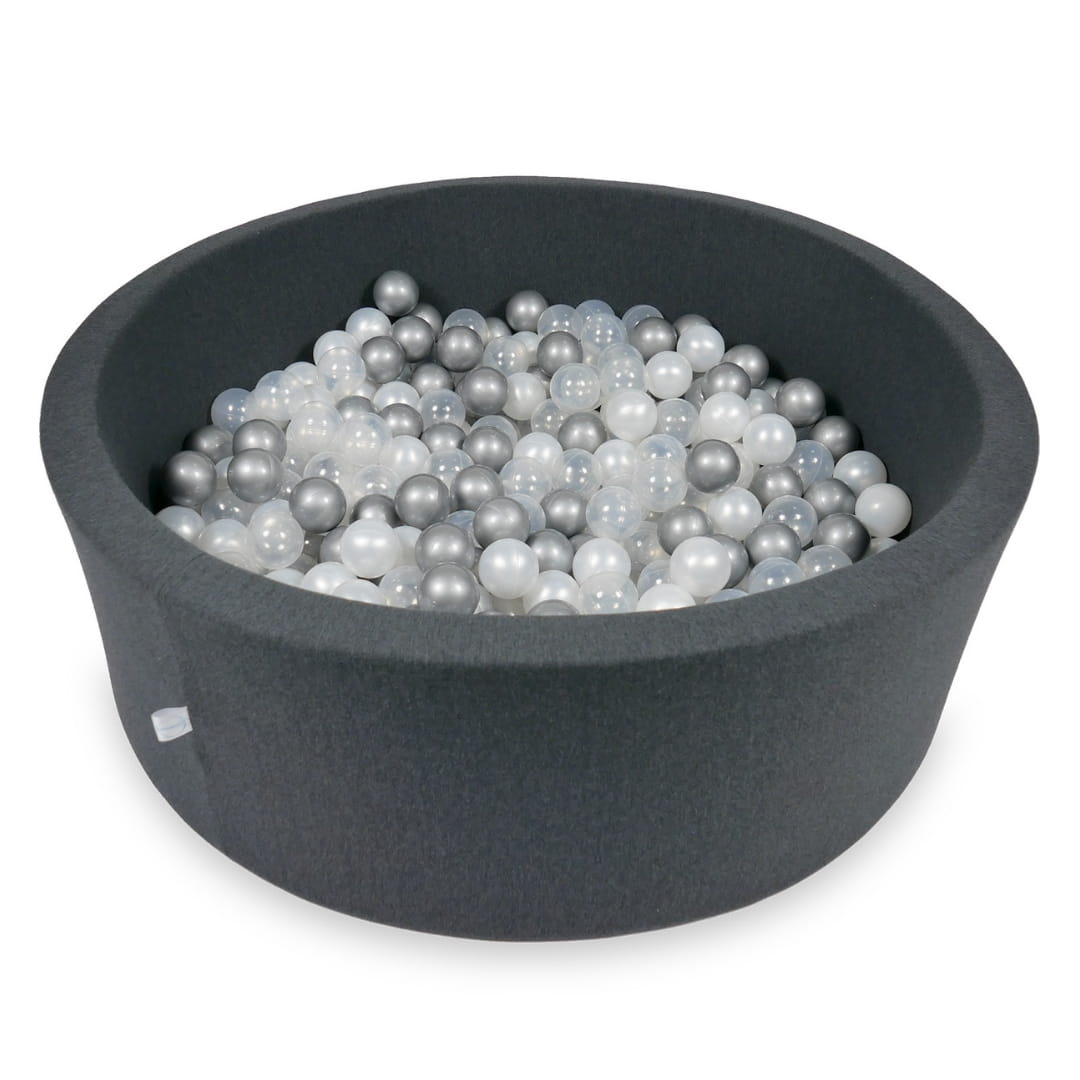 Ball Pit 110x40cm graphite with balls 500pcs: pearl, silver, transparent Bubblepools.eu