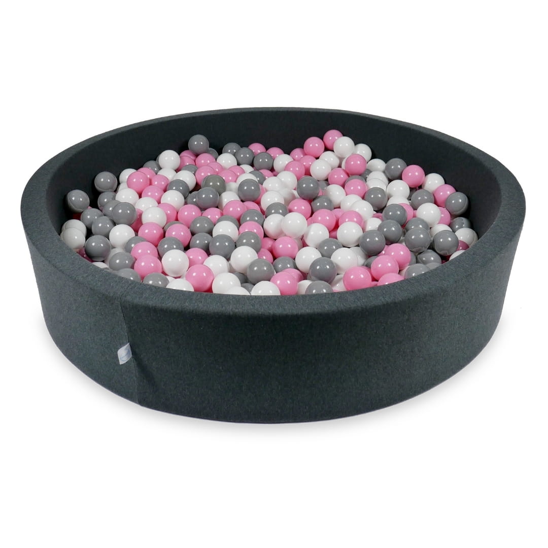 Ball Pit 130x30cm graphite with balls 600pcs: powder pink, gray, white Bubblepools.eu
