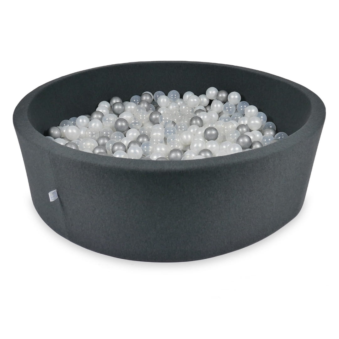 Ball Pit 130x40cm graphite with balls 700pcs: pearl, silver, transparent Bubblepools.eu