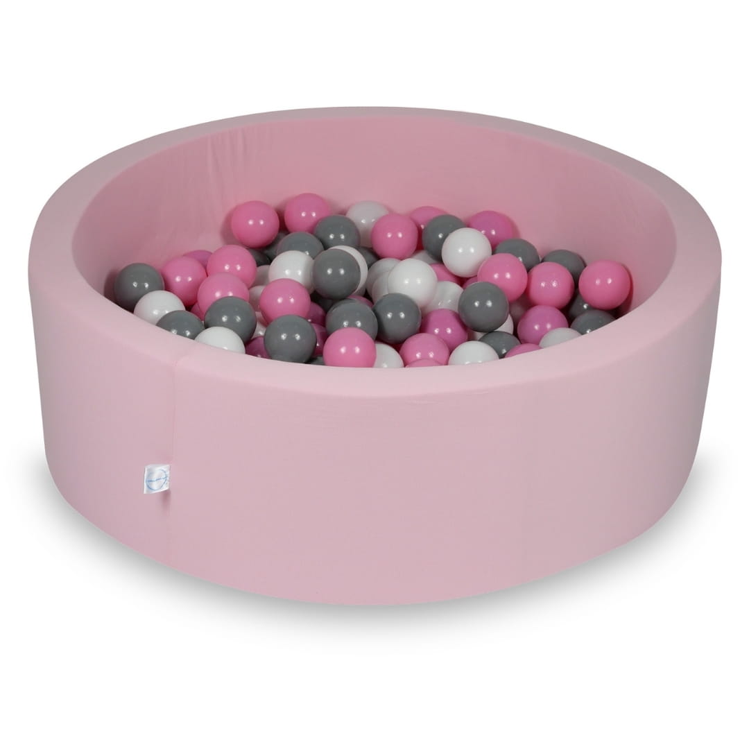 Ball Pit 90x30cm rose with balls 200pcs: white, gray, powder pink Bubblepools.eu
