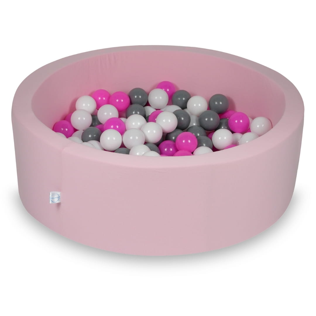 Ball Pit 90x30cm rose with balls 200pcs: white, gray, pink Bubblepools.eu