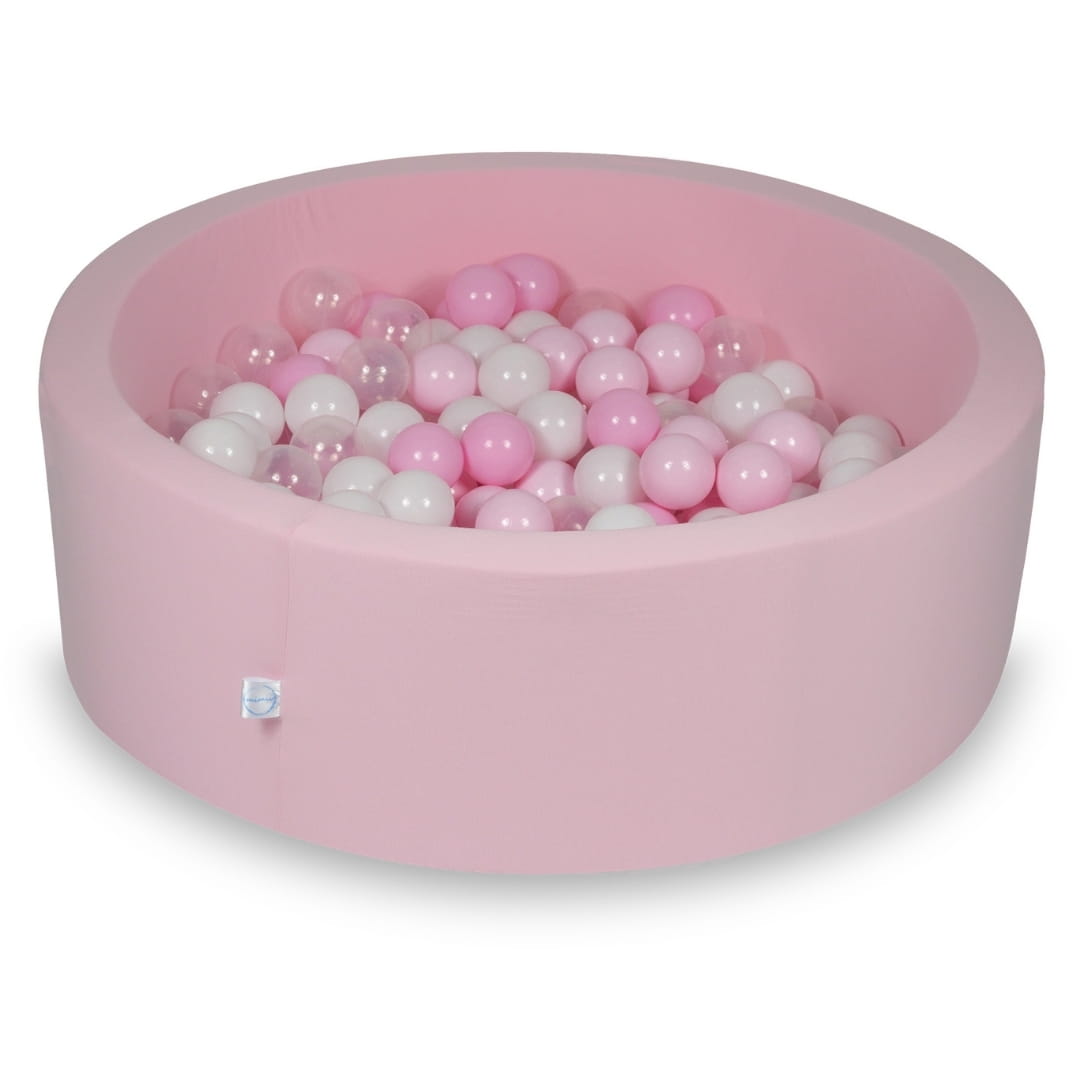 Ball Pit 90x30cm rose with balls 200pcs: baby pink, white, transparent, powder pink Bubblepools.eu