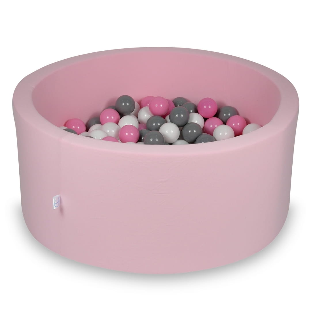 Ball Pit 90x40cm rose with balls 300pcs: white, gray, powder pink Bubblepools.eu