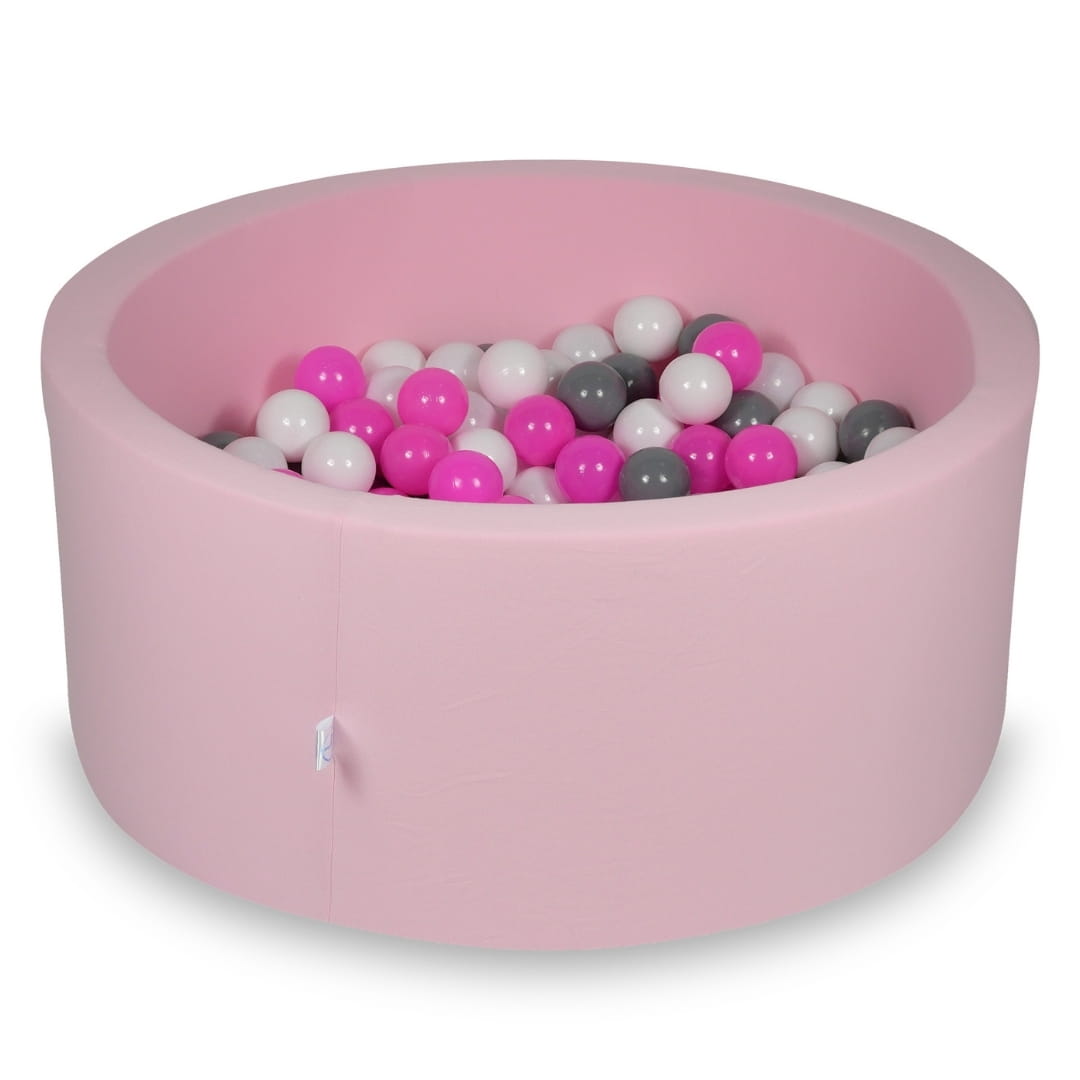 Ball Pit 90x40cm rose with balls 300pcs: white, gray, pink Bubblepools.eu