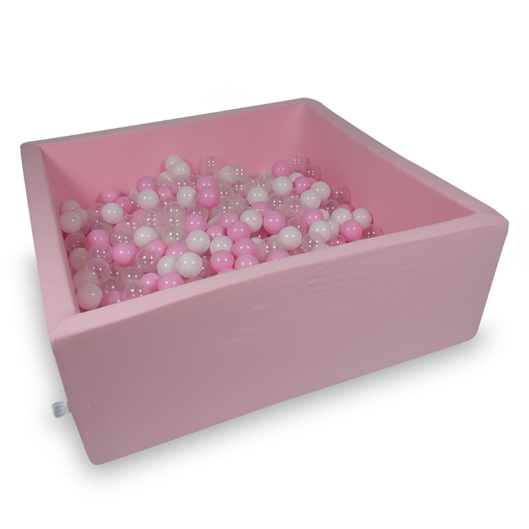 Ball Pit 110x110x40cm rose with balls 600pcs: baby pink, white, transparent, powder pink Bubblepools.eu