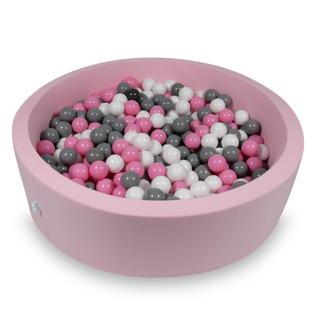 Ball Pit 110x30cm rose with balls 400pcs: white, gray, powder pink Bubblepools.eu