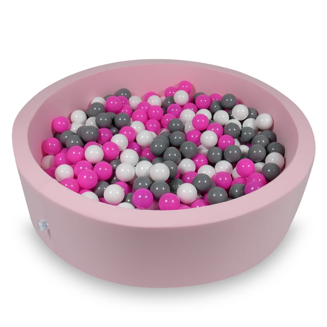Ball Pit 110x30cm rose with balls 400pcs: white, gray, pink Bubblepools.eu