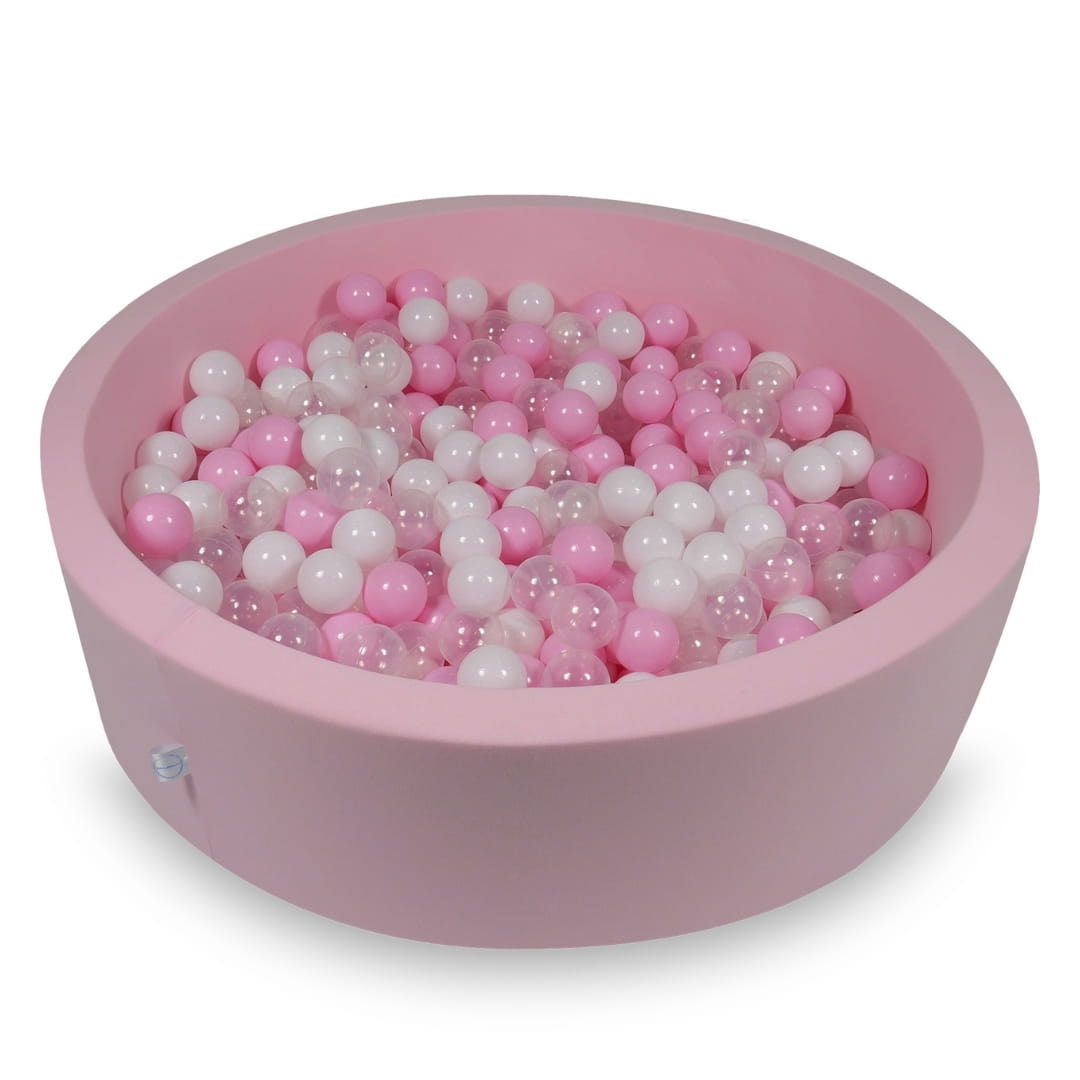 Ball Pit 110x30cm rose with balls 400pcs: baby pink, white, transparent, powder pink Bubblepools.eu