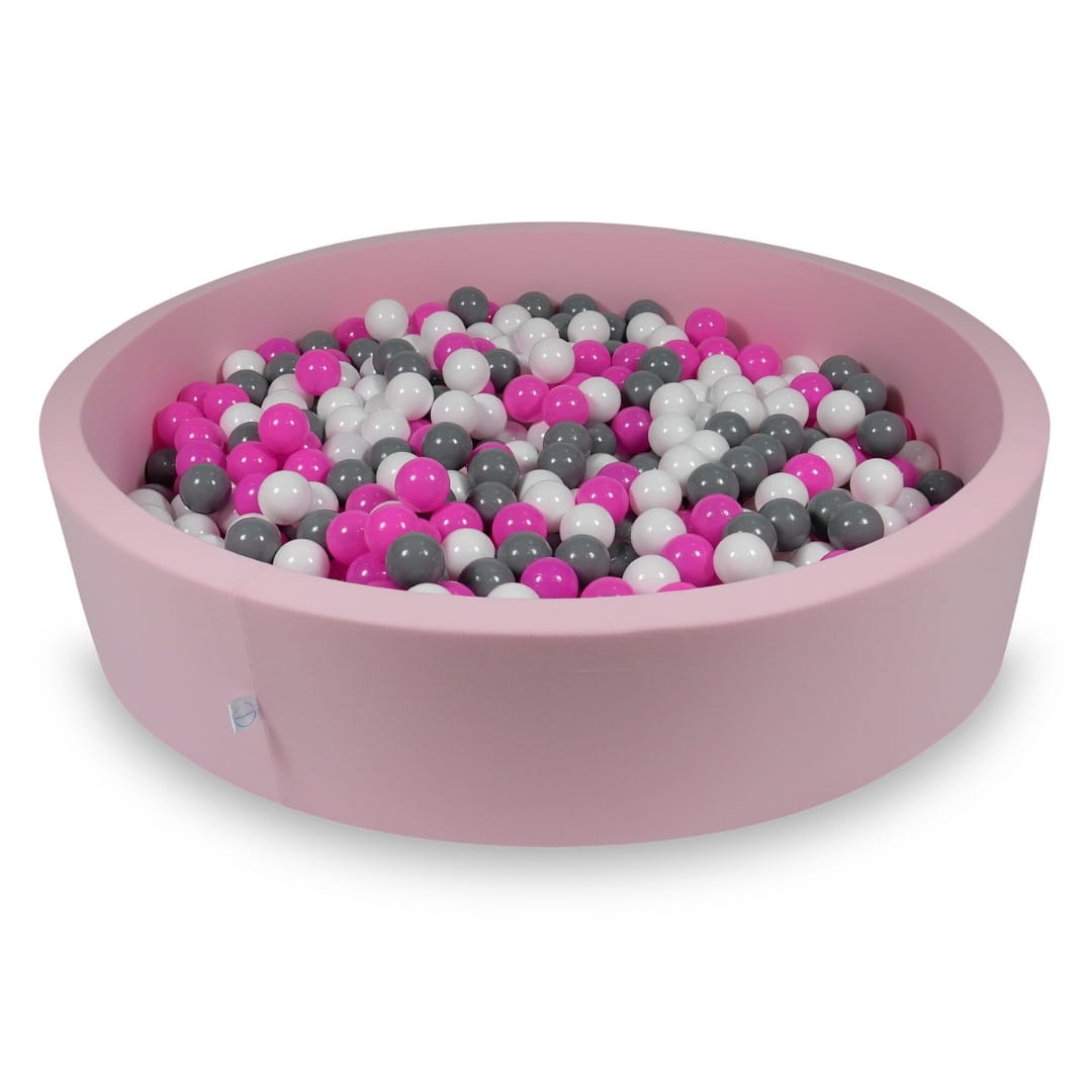 Ball Pit 130x30cm rose with balls 600pcs: white, gray, pink Bubblepools.eu