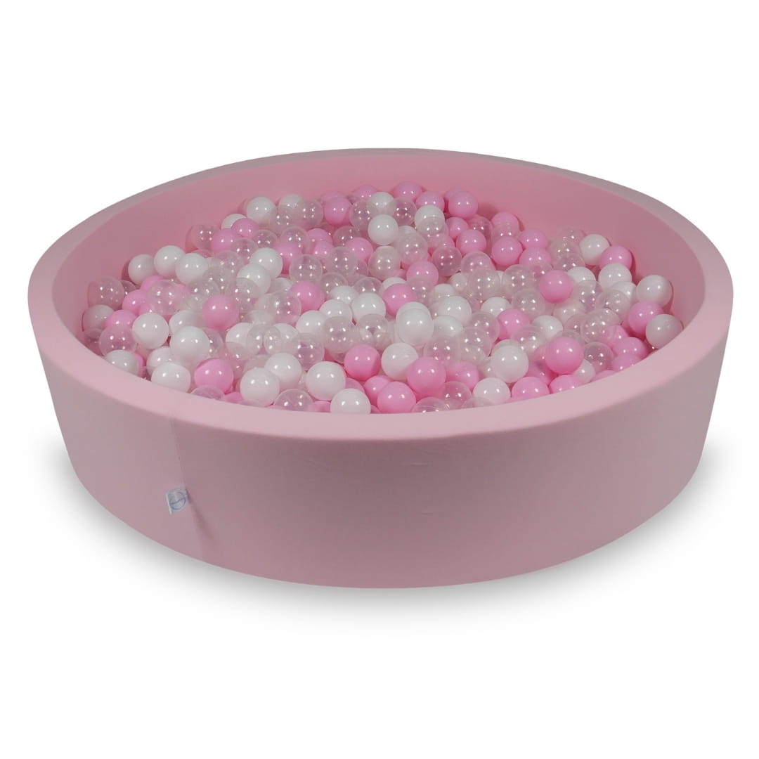 Ball Pit 130x30cm rose with balls 600pcs: baby pink, white, transparent, powder pink Bubblepools.eu