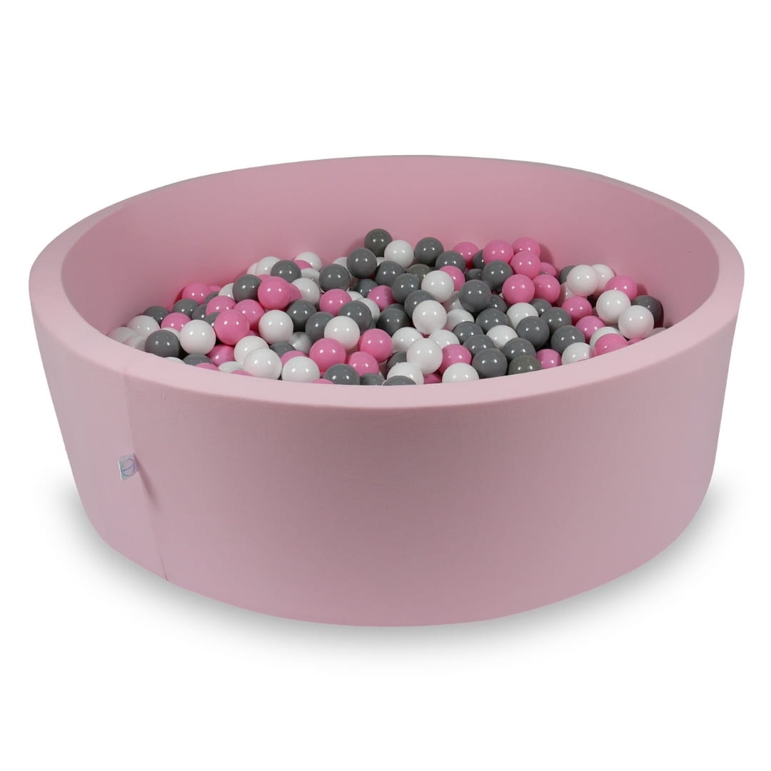 Ball Pit 130x40cm rose with balls 700pcs: white, gray, powder pink Bubblepools.eu