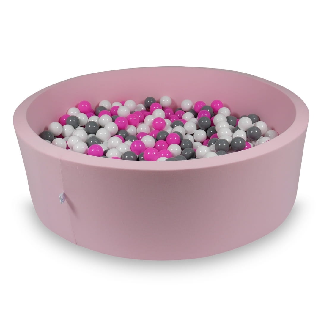 Ball Pit 130x40cm rose with balls 700pcs: white, gray, pink Bubblepools.eu