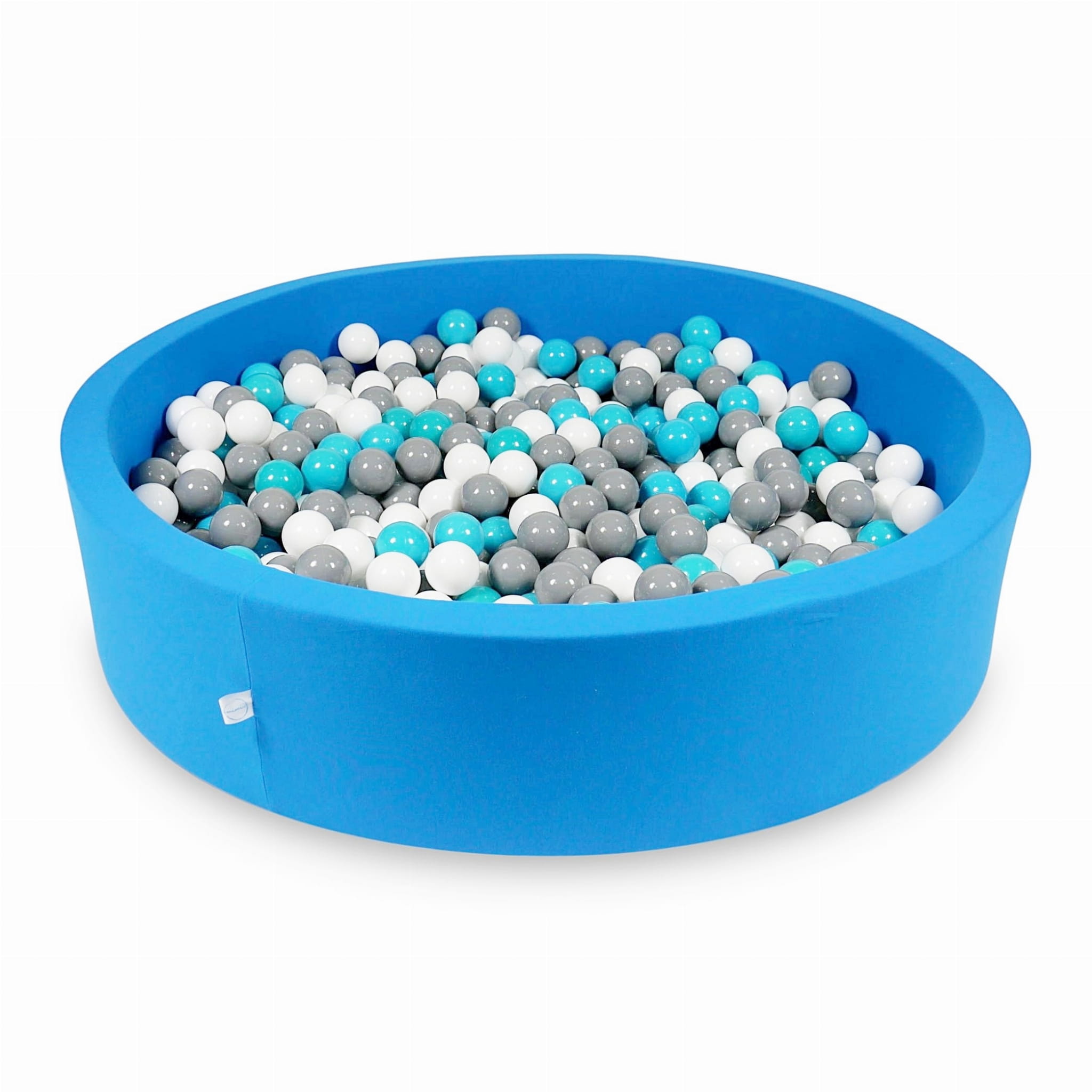 Ball Pit 130x30cm azure with balls 600pcs: white, gray, turquoise Bubblepools.eu