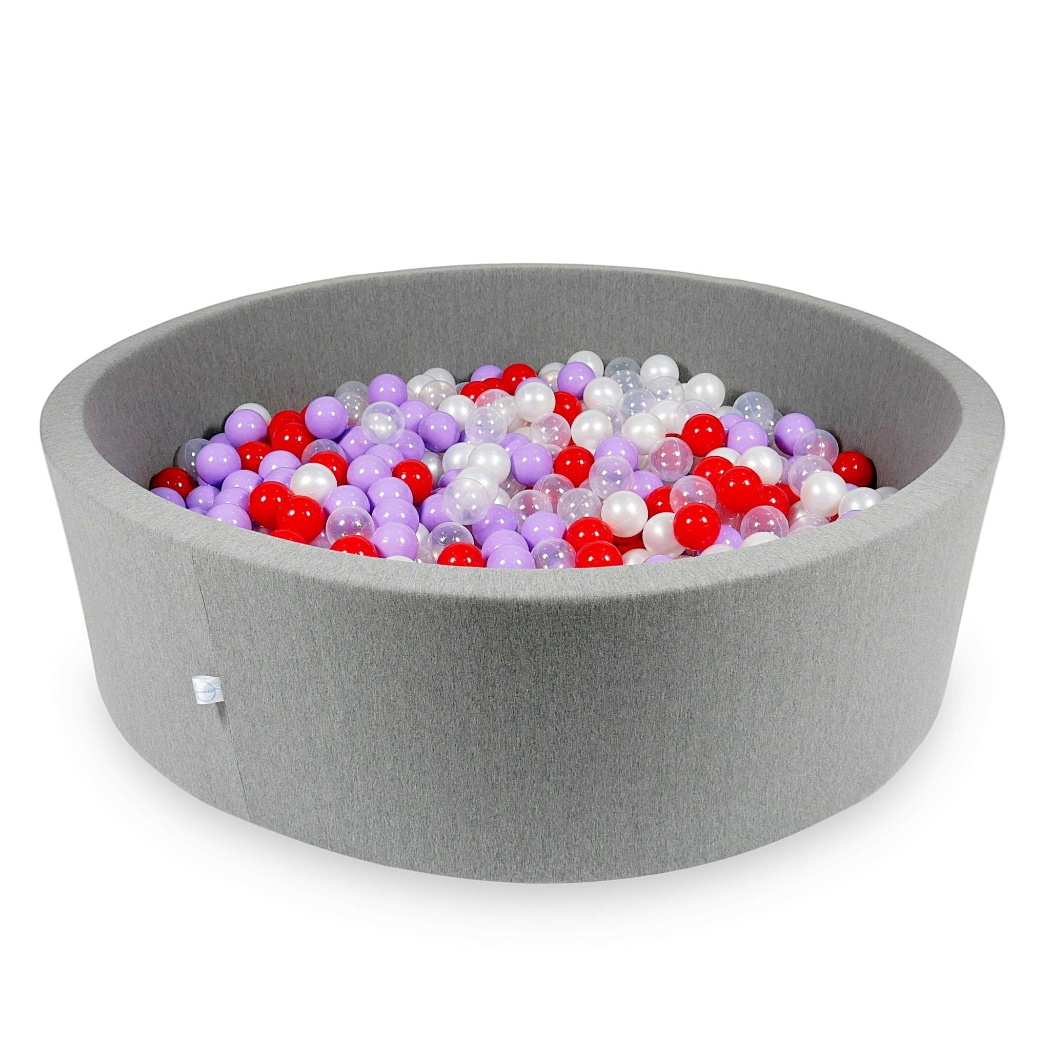 Ball Pit 130x40cm gray with balls 700pcs: transparent, pearl, heather, red Bubblepools.eu