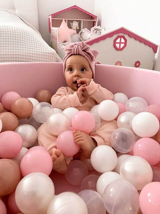 Ball Pit 90x30cm rose with balls 200pcs: white, gray, pink Bubblepools.eu Ball Pit 90x30cm rose with balls 200pcs: white, gray, pink Bubblepools.eu