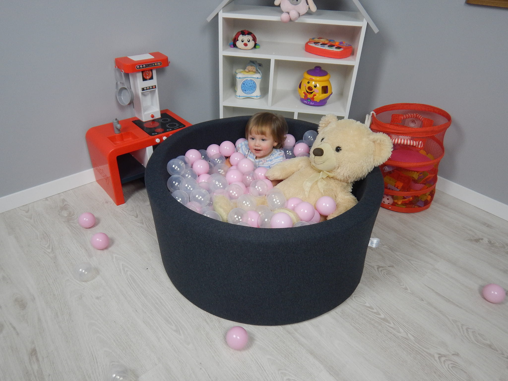 Ball Pit 110x30cm graphite with balls 400pcs: light blue, white, gray Bubblepools.eu Ball Pit 110x30cm graphite with balls 400pcs: light blue, white, gray Bubblepools.eu