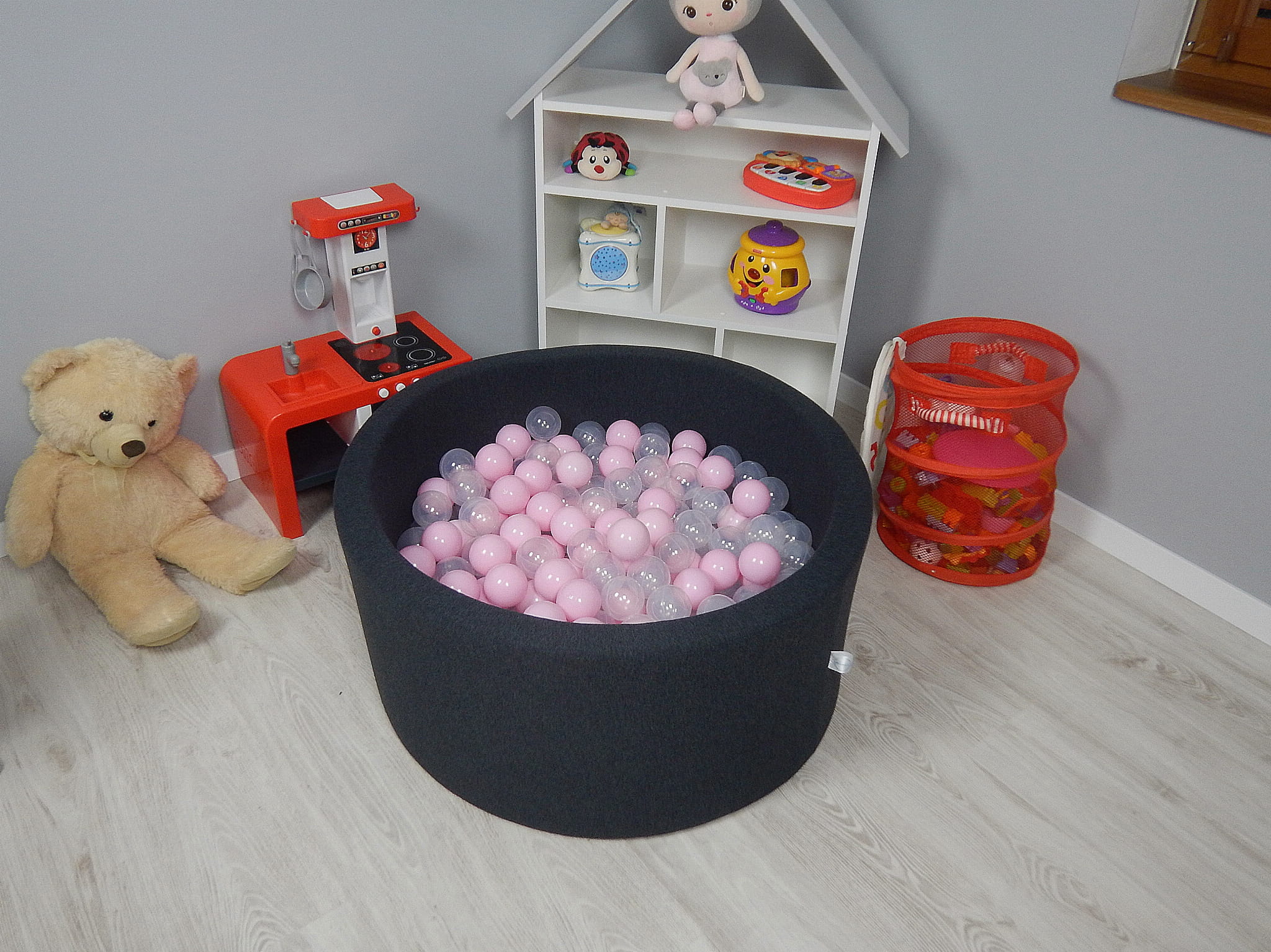 Ball Pit 110x30cm graphite with balls 400pcs: light blue, white, gray Bubblepools.eu Ball Pit 110x30cm graphite with balls 400pcs: light blue, white, gray Bubblepools.eu