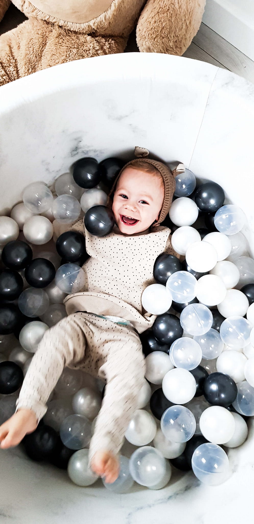 Ball Pit 90×30 marble with balls 200pcs: light mint, baby pink pearl, baby blue pearl, pearl, gray Bubblepools.eu