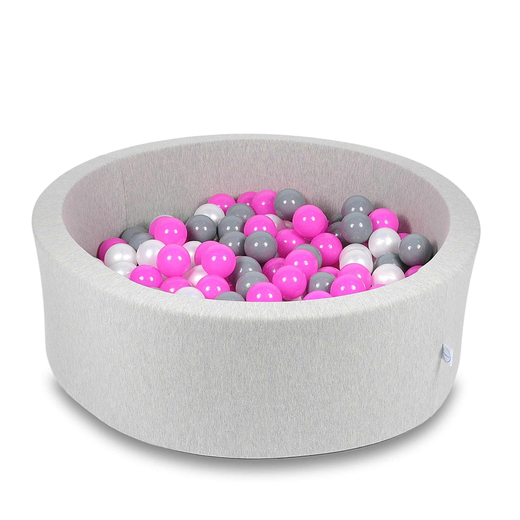 Ball Pit 90x30cm light gray with balls 200pcs: pink, pearl, gray Bubblepools.eu