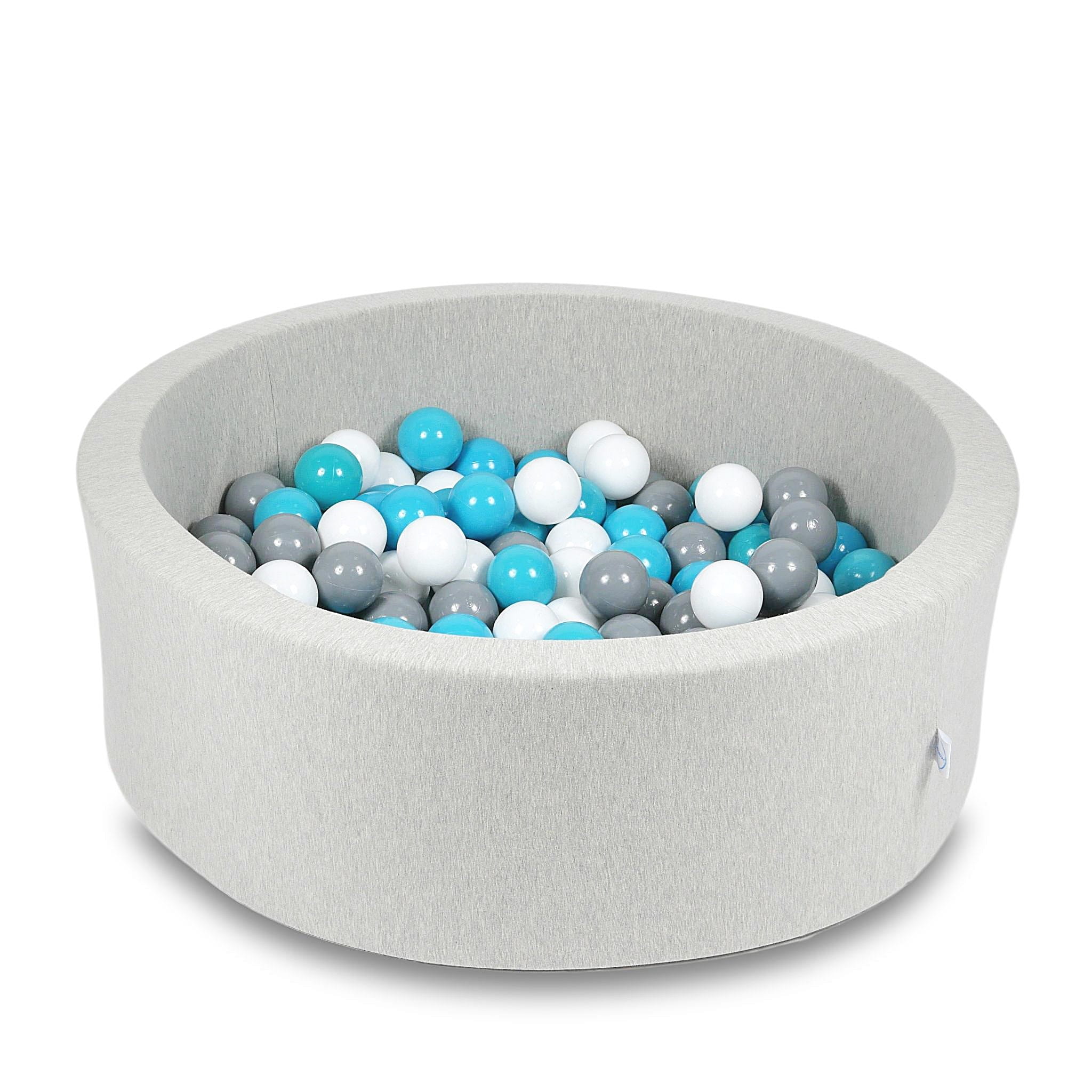 Ball Pit 90x30cm light gray with balls 200pcs: turquoise, white, gray Bubblepools.eu