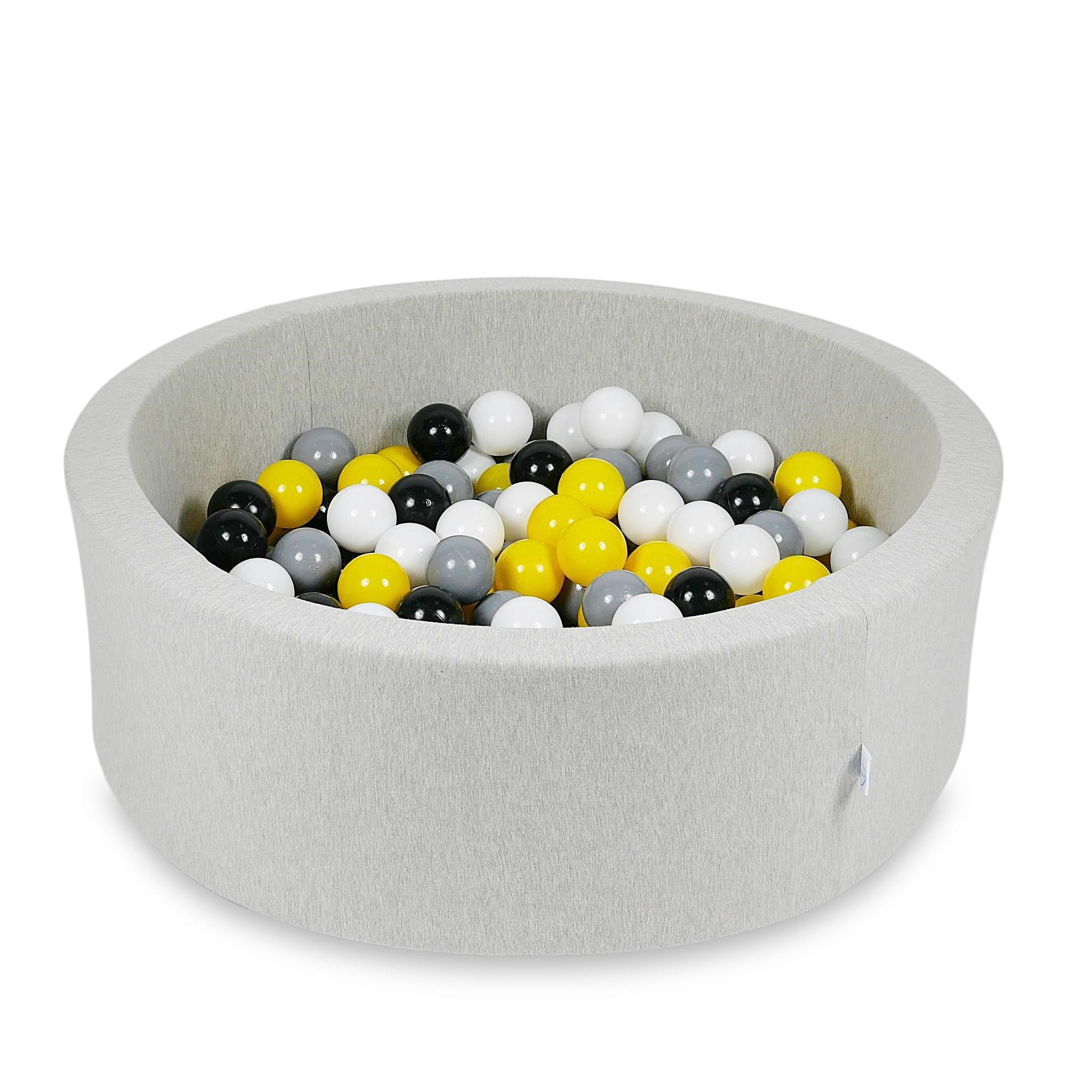 Ball Pit 90x30cm light gray with balls 200pcs: yellow, white, gray, black Bubblepools.eu