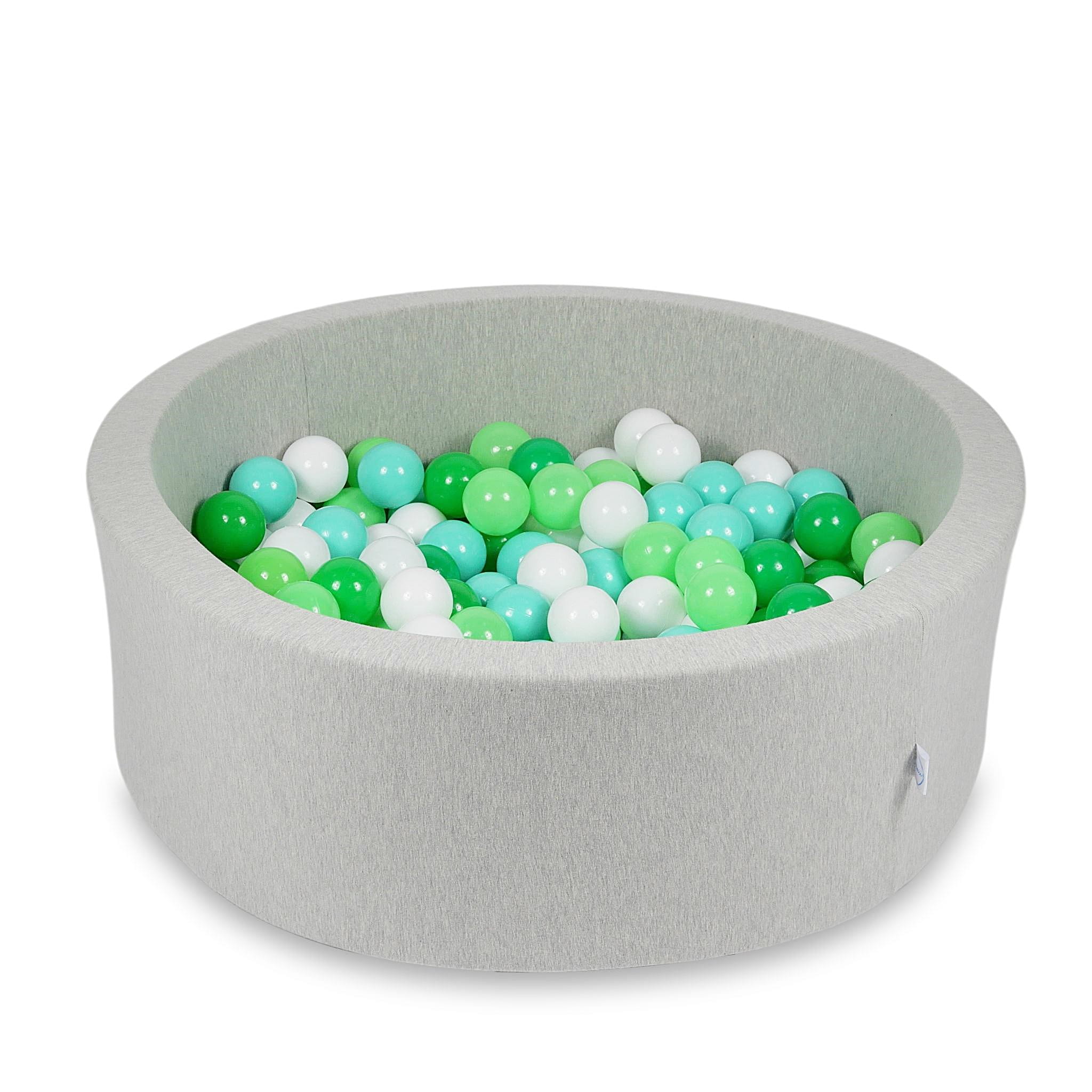 Ball Pit 90x30cm light gray with balls 200pcs: white, celadon, mint, green Bubblepools.eu