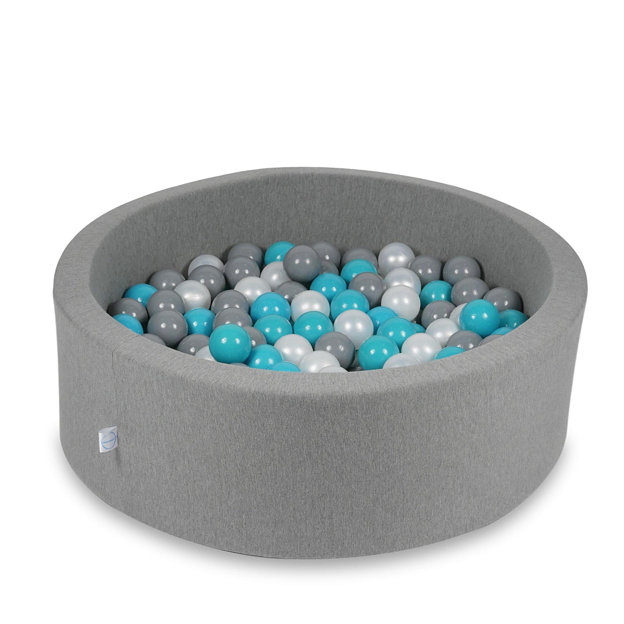 Ball Pit 90x30cm gray with balls 200pcs: turquoise, gray, pearl Bubblepools.eu