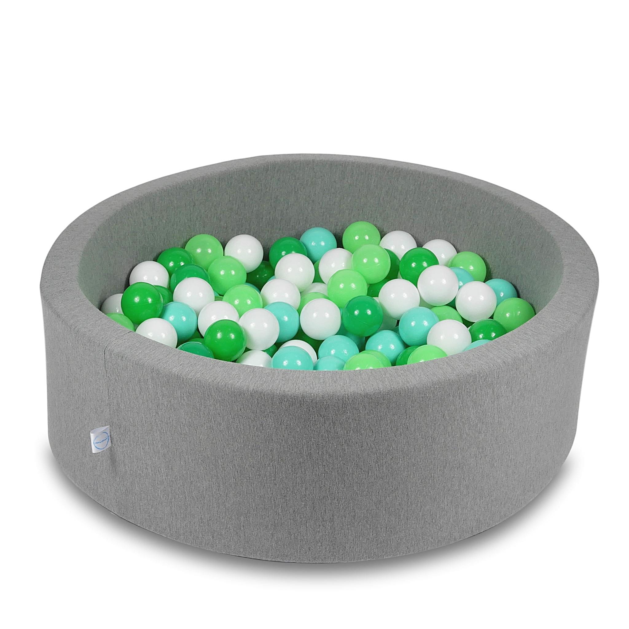 Ball Pit 90x30cm gray with balls 200pcs: white, celadon, mint, green Bubblepools.eu