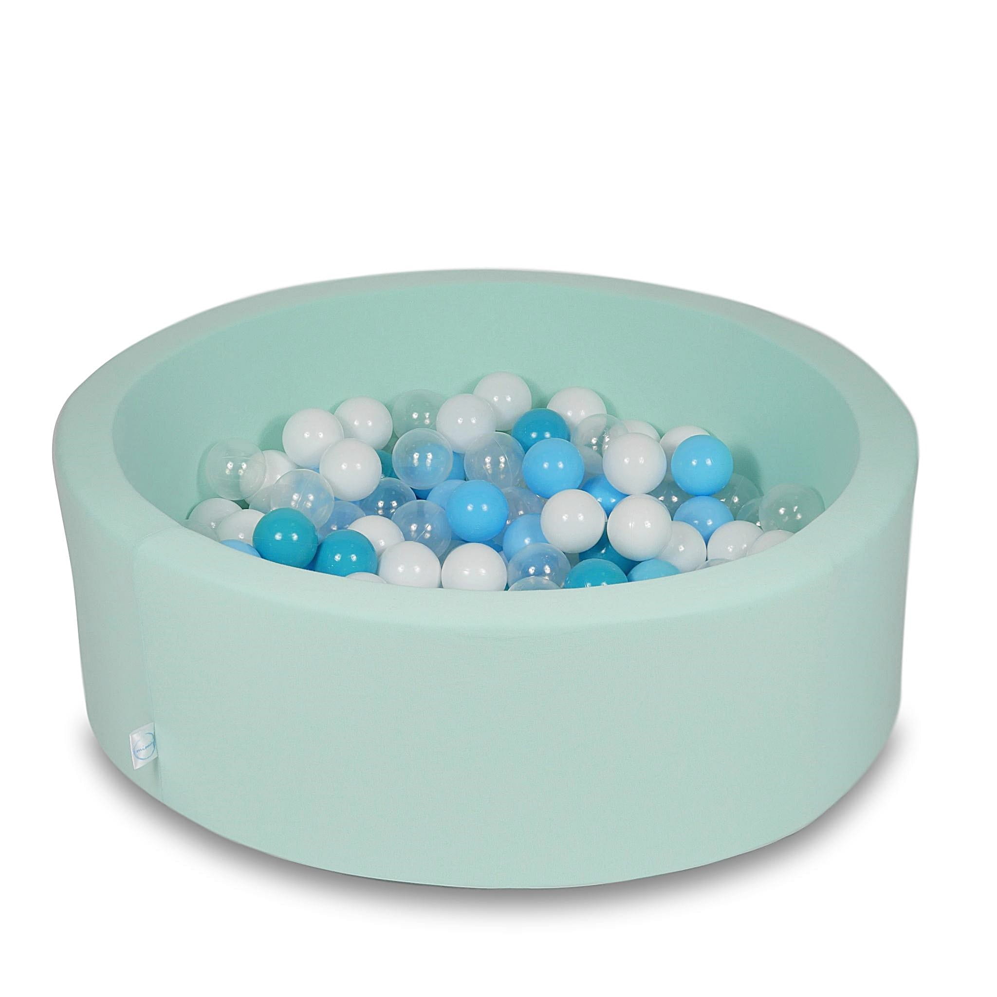 Ball Pit 90x30cm mint with balls 200pcs: turquoise, white, transparent, baby blue Bubblepools.eu