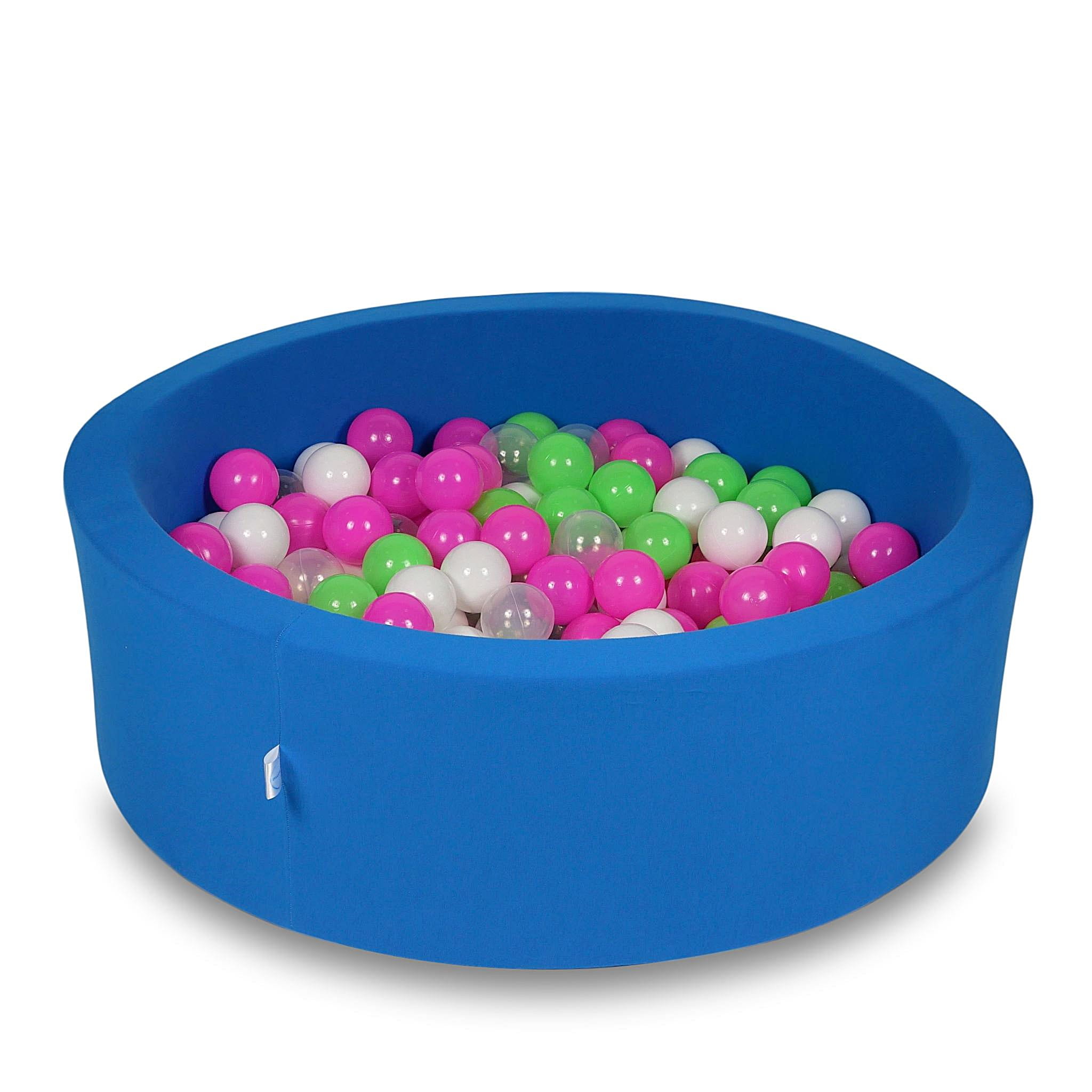 Ball Pit 90x30cm azure with balls 200pcs: celadon, pink, white, transparent Bubblepools.eu