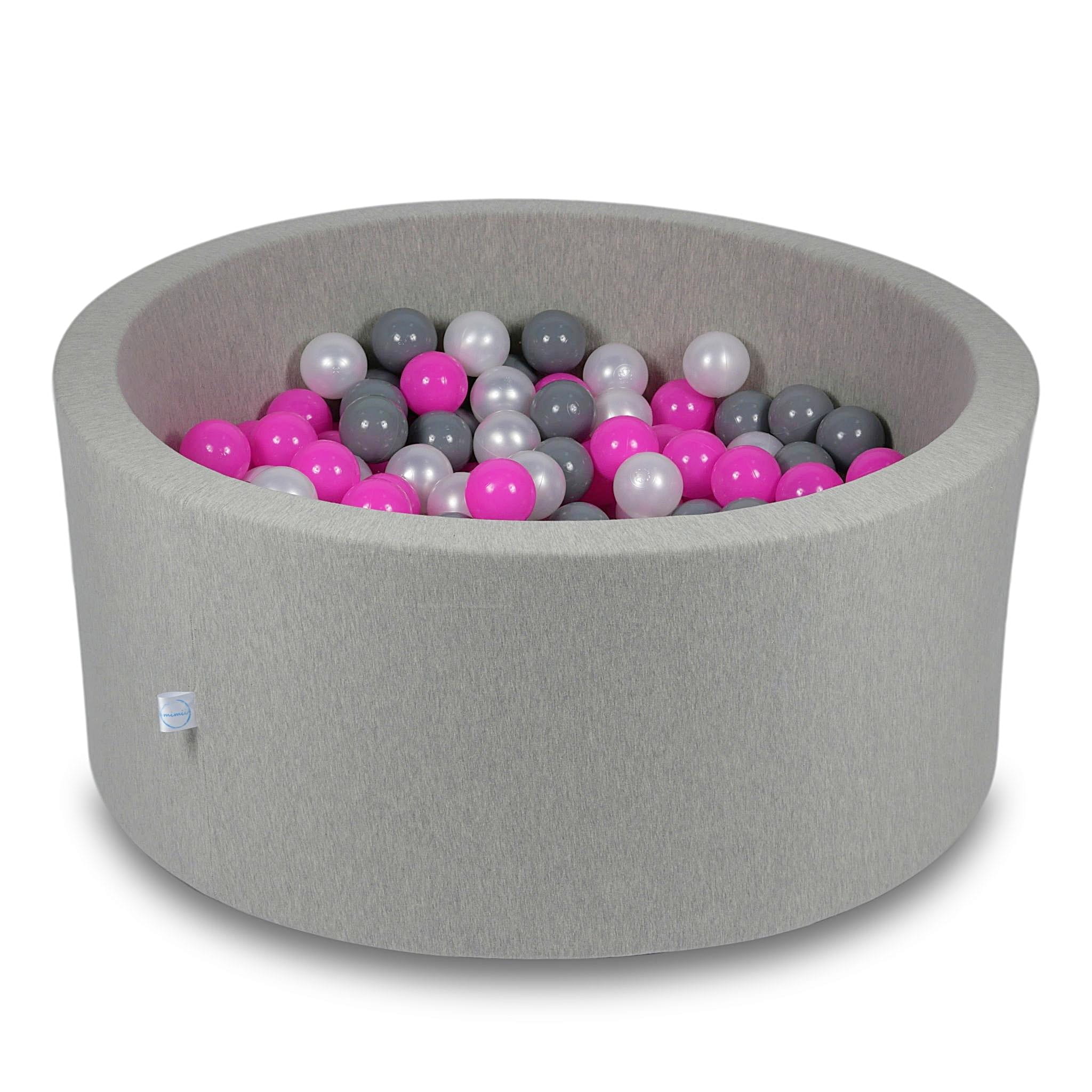 Ball Pit 90x40cm light gray with balls 300pcs: pink, pearl, gray Bubblepools.eu
