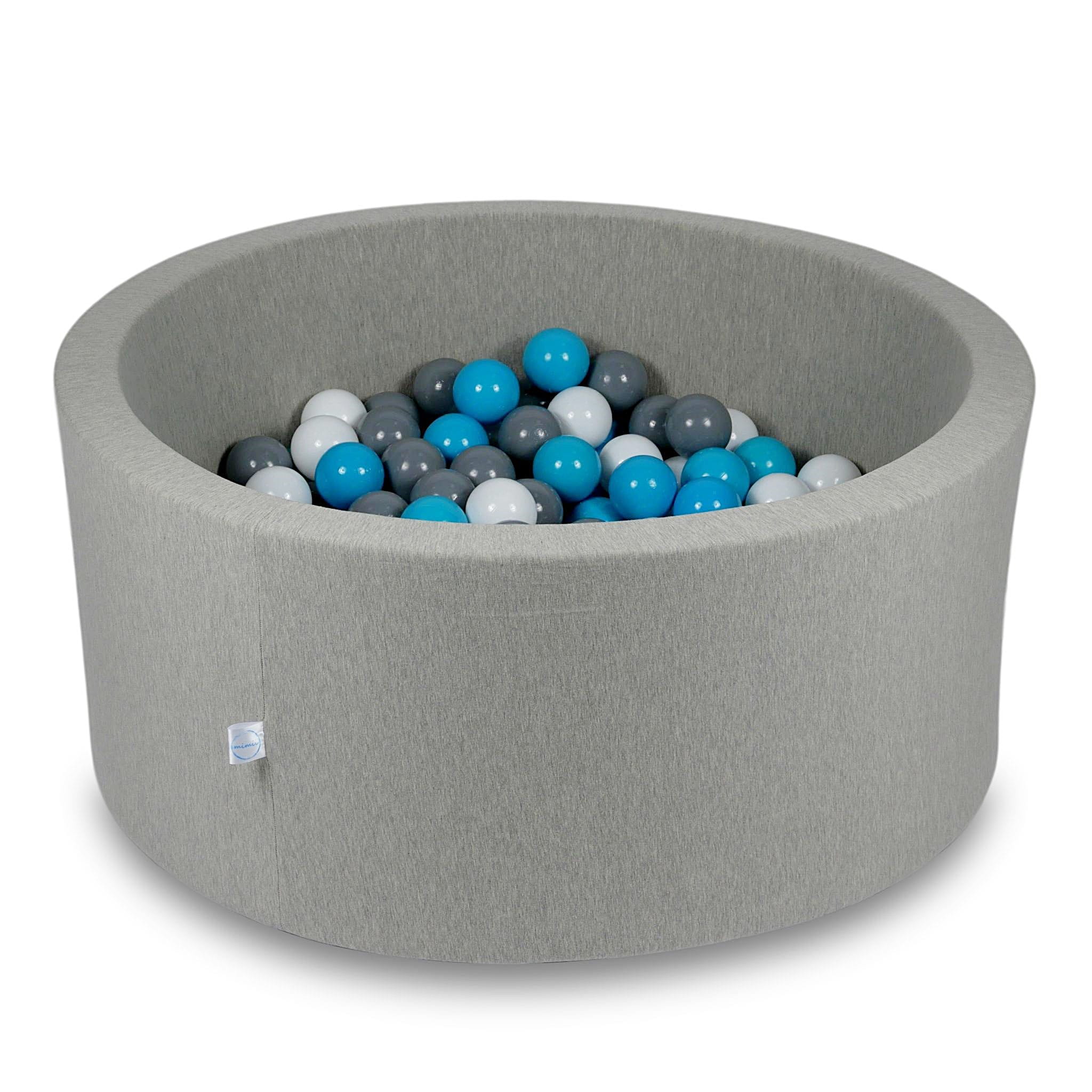 Ball Pit 90x40cm light gray with balls 300pcs: turquoise, white, gray Bubblepools.eu