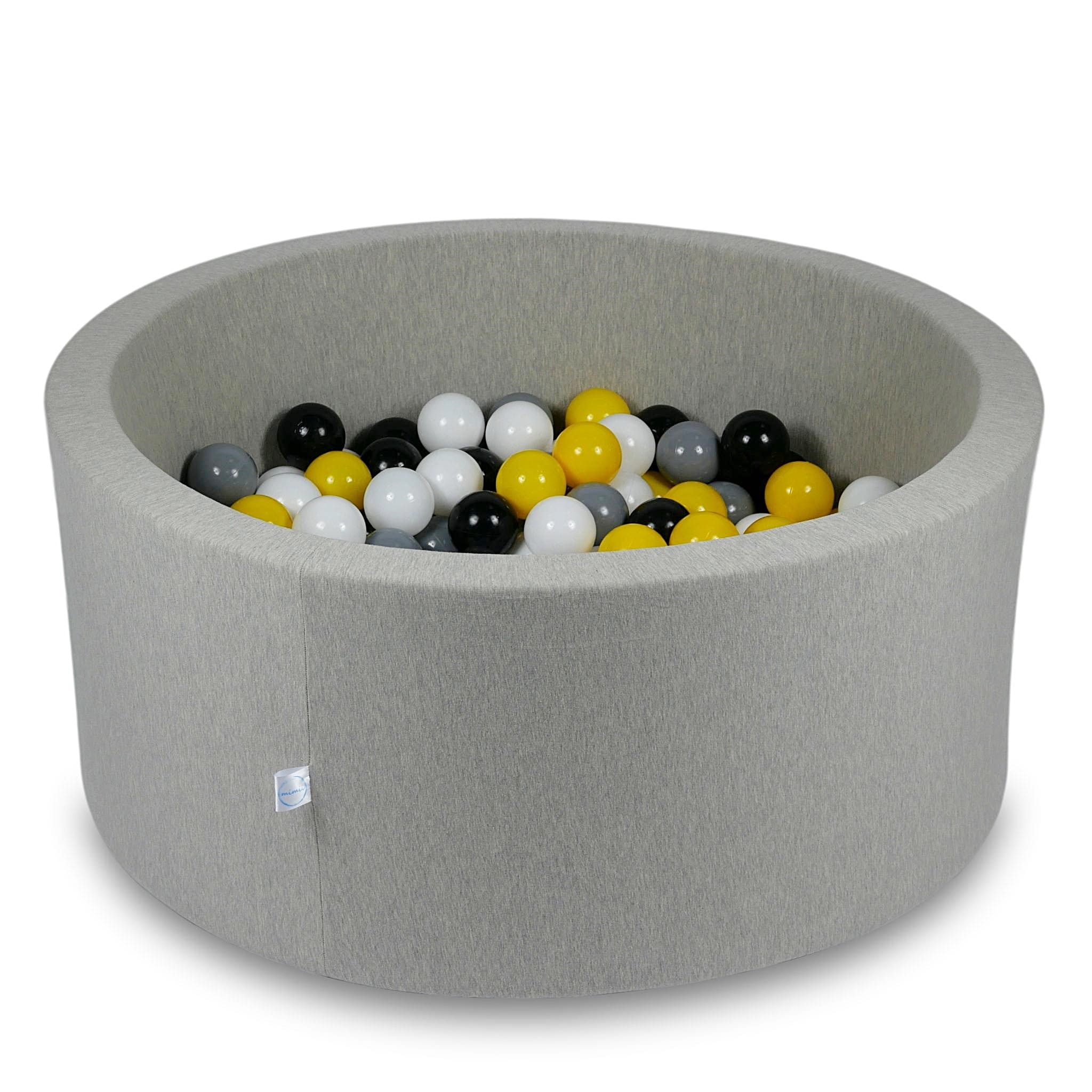 Ball Pit 90x40cm light gray with balls 300pcs: yellow, white, gray, black Bubblepools.eu