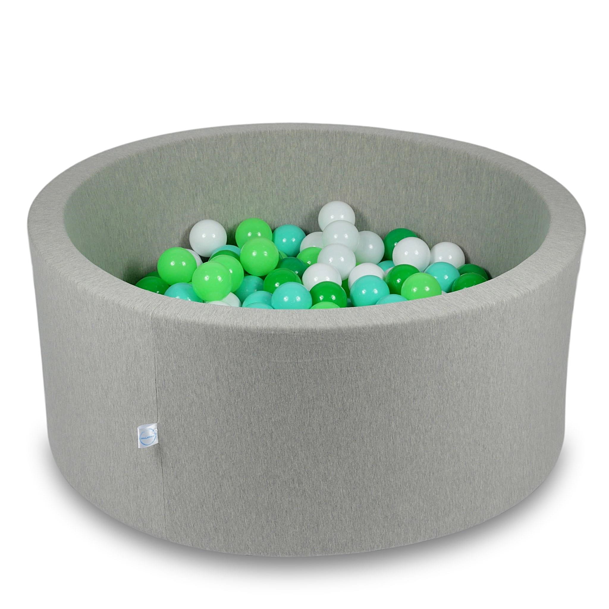 Ball Pit 90x40cm light gray with balls 300pcs: white, celadon, mint, green Bubblepools.eu