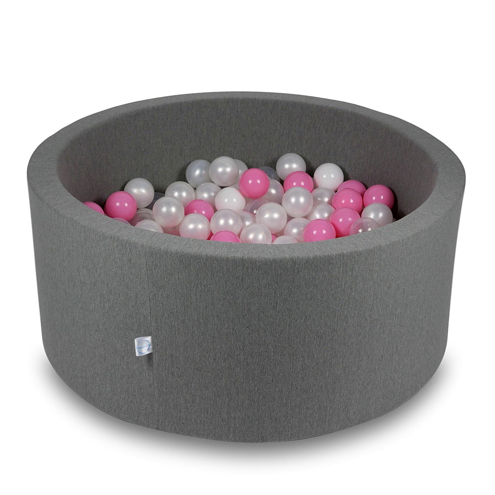Ball Pit 90x40cm gray with balls 300pcs: white, pearl, powder pink Bubblepools.eu