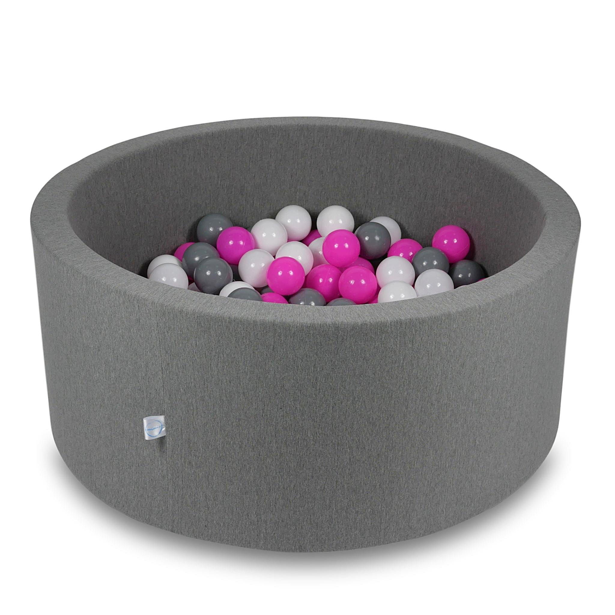 Ball Pit 90x40cm gray with balls 300pcs: white, gray, pink Bubblepools.eu