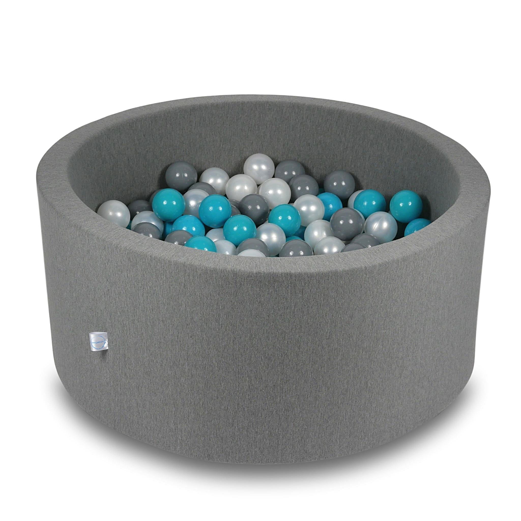 Ball Pit 90x40cm gray with balls 300pcs: turquoise, gray, pearl Bubblepools.eu