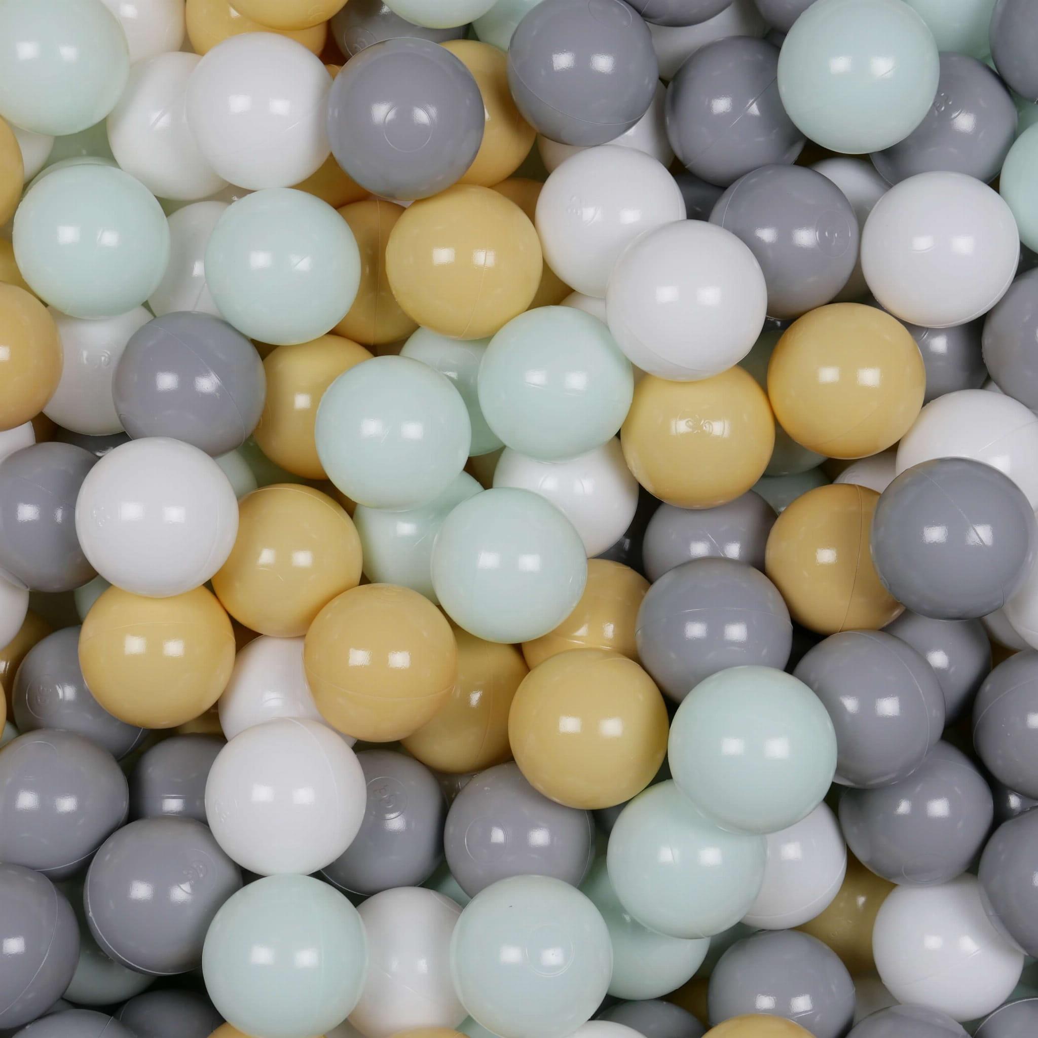Balls for ballpit ø7cm 150pcs white, light mint, grey, beige Bubblepools.eu
