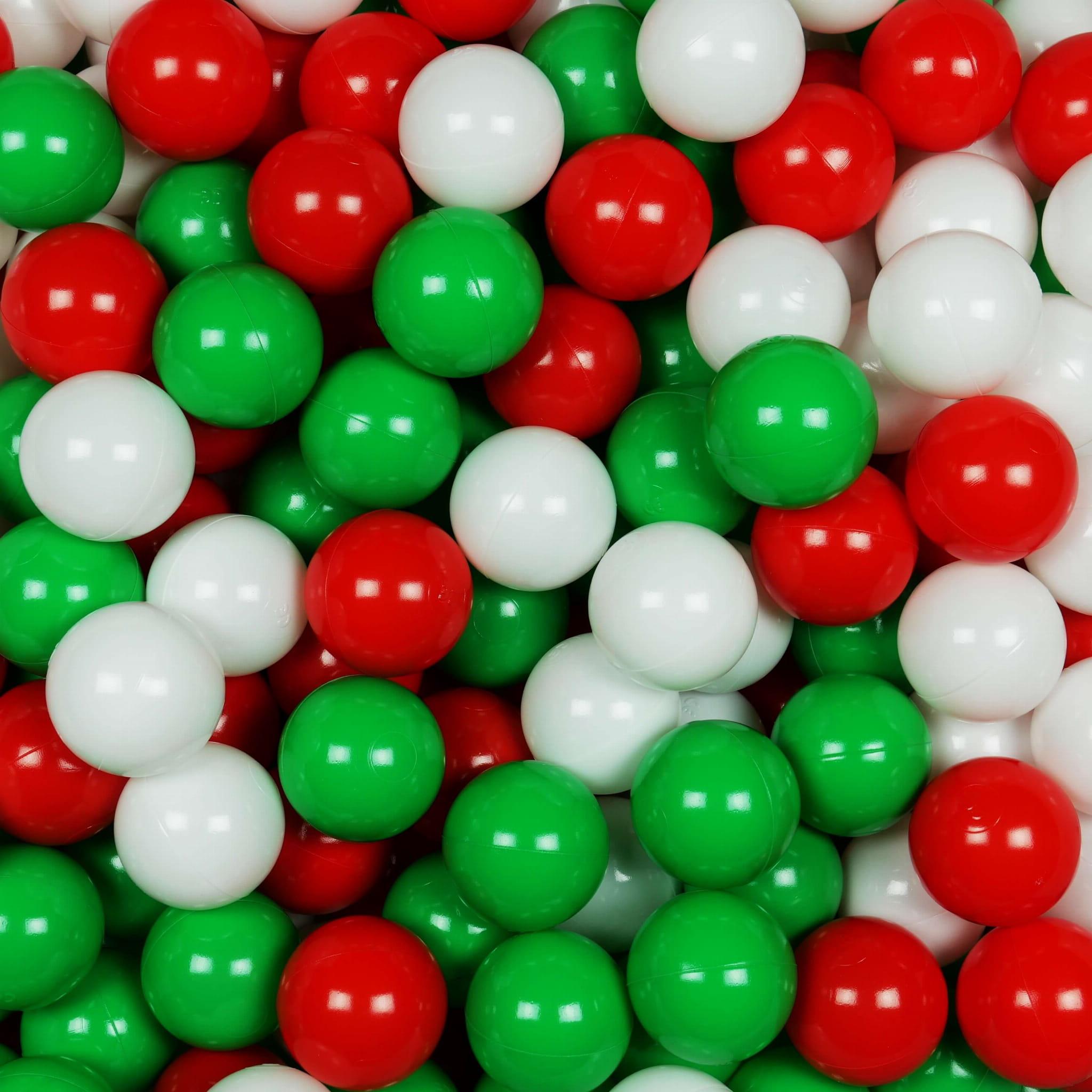 Balls for ballpit ø7cm 150pcs white, green, red Bubblepools.eu
